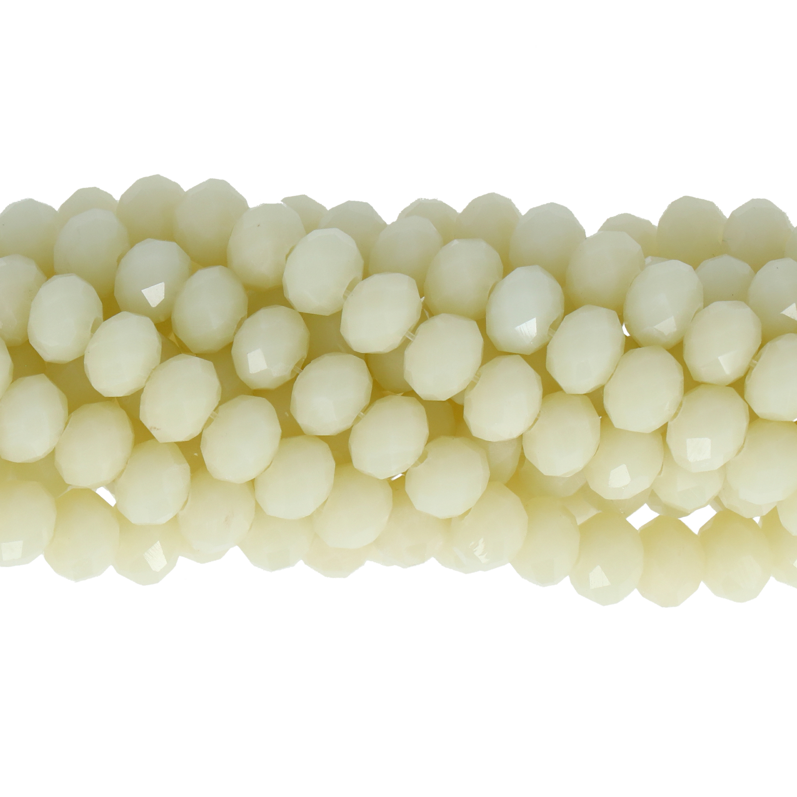 opaque ivory chinese crystal faceted roundelle 6x4mm | 1 strand
