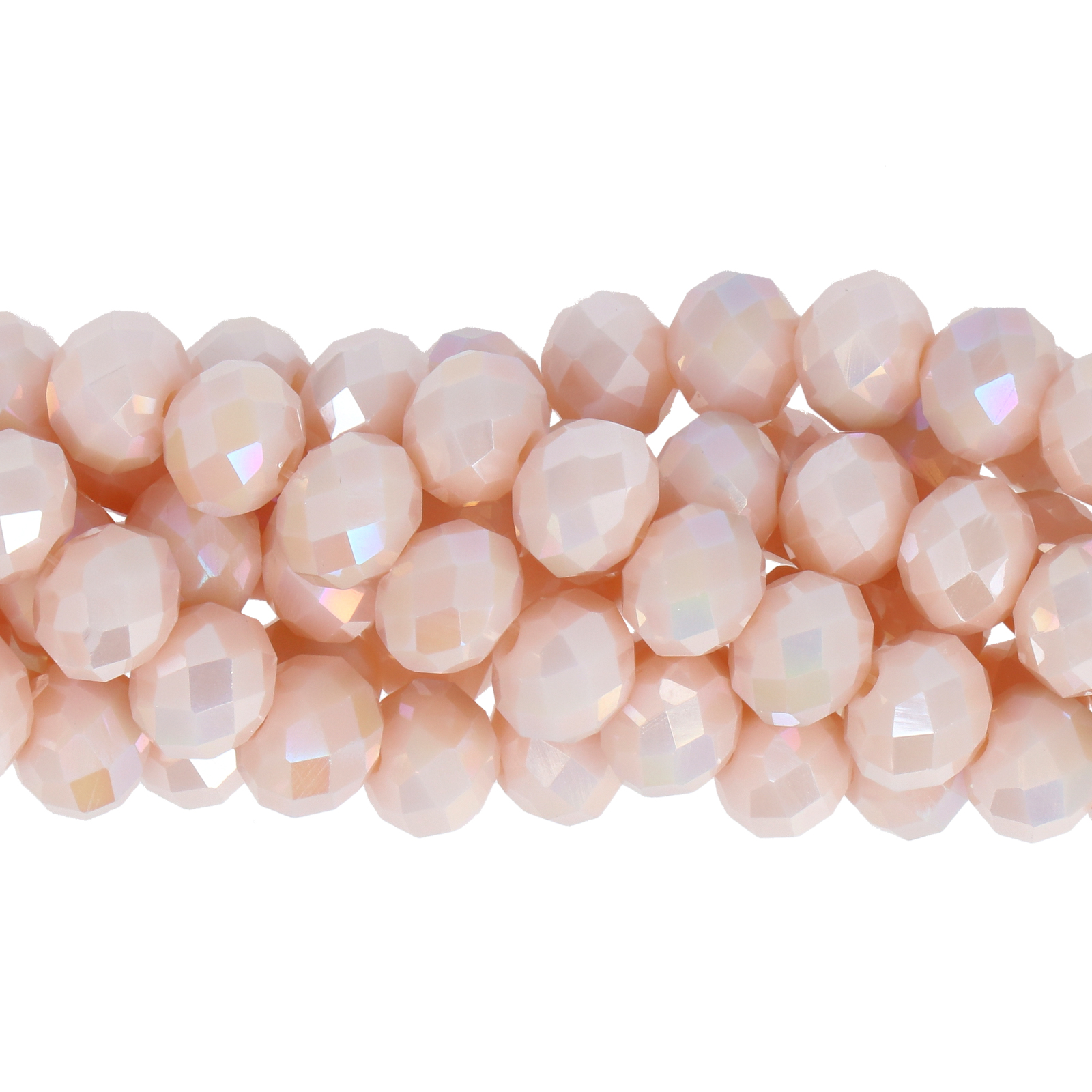 opaque peach ab chinese crystal faceted roundelle 8x6mm | 1 strand