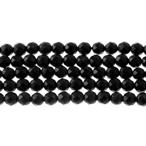 black onyx faceted round 4mm | 16-inch strand