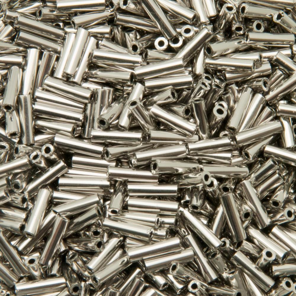 bugle miyuki beads 6mm - palladium plated (194) | 5gr