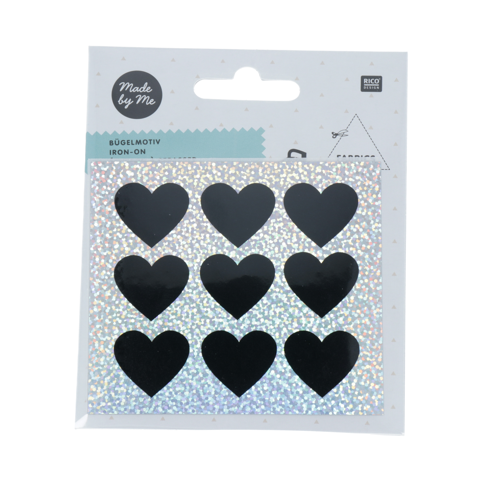 iron-on iridiscent heart 9pc | 1pc