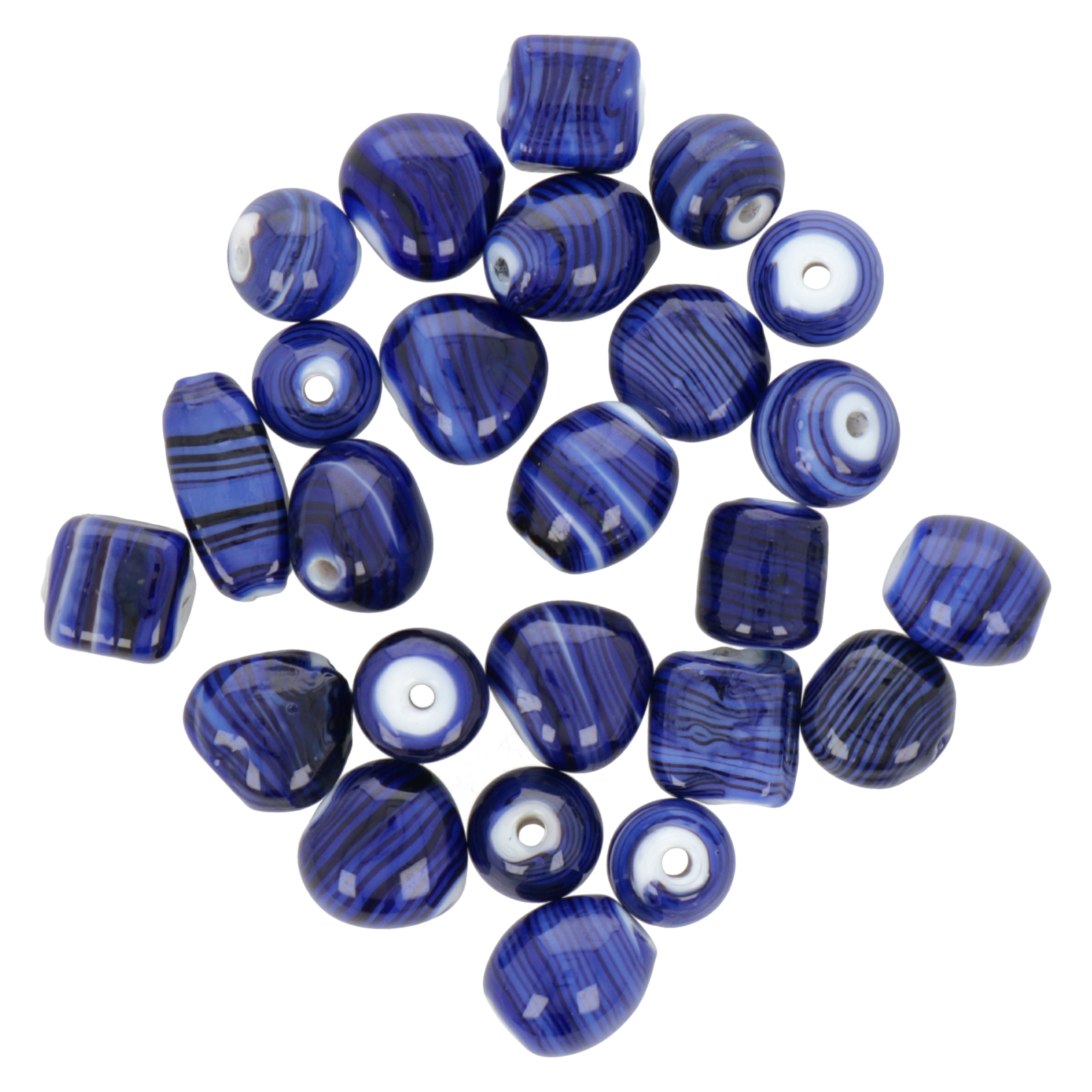glass beads - swirl mix blue 10-14mm | 25pc