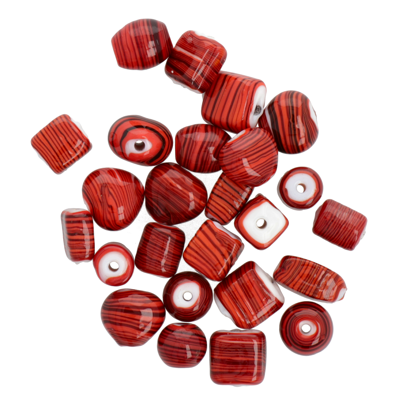 sortiment von glasperlen swirl mix rot 10-14mm | 25st