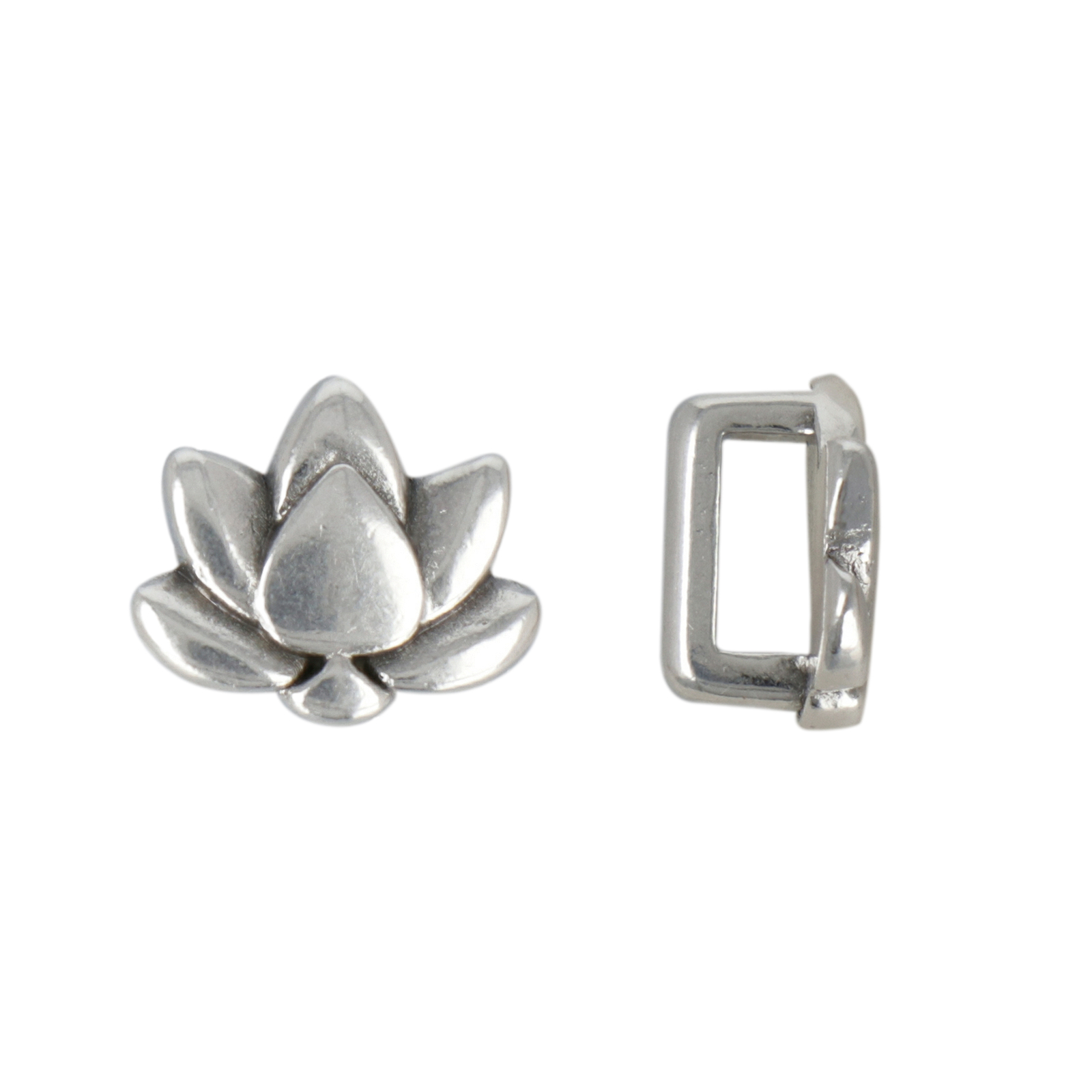 antique silver plated bead lotus 10x9mm | 4pc