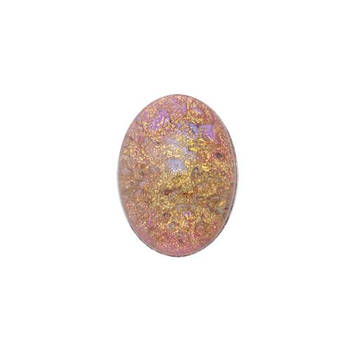 fuchsia gold grains glass cabochon smooth oval 18x13mm | 1pc