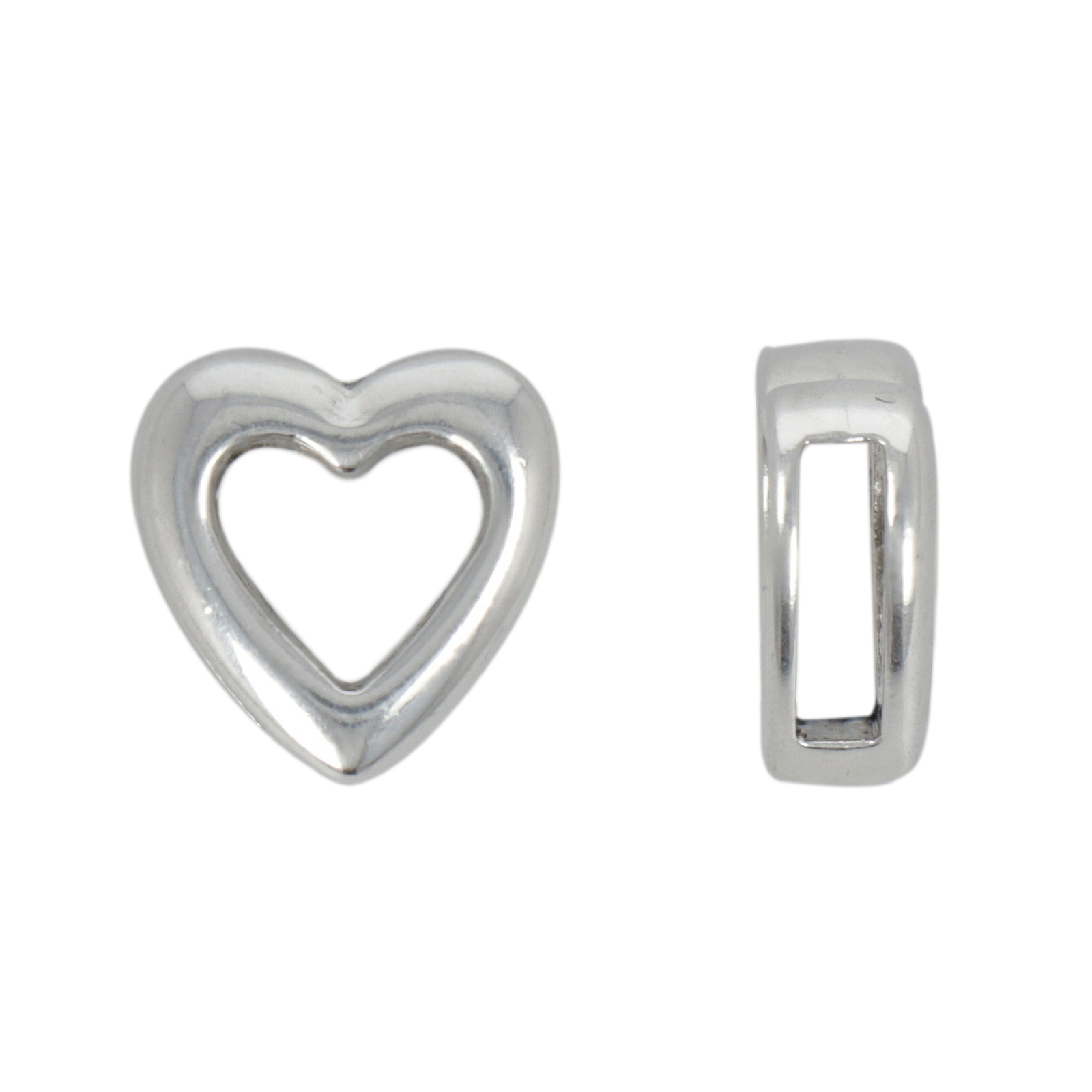 antique silver plated bead heart 14x13mm | 4pc