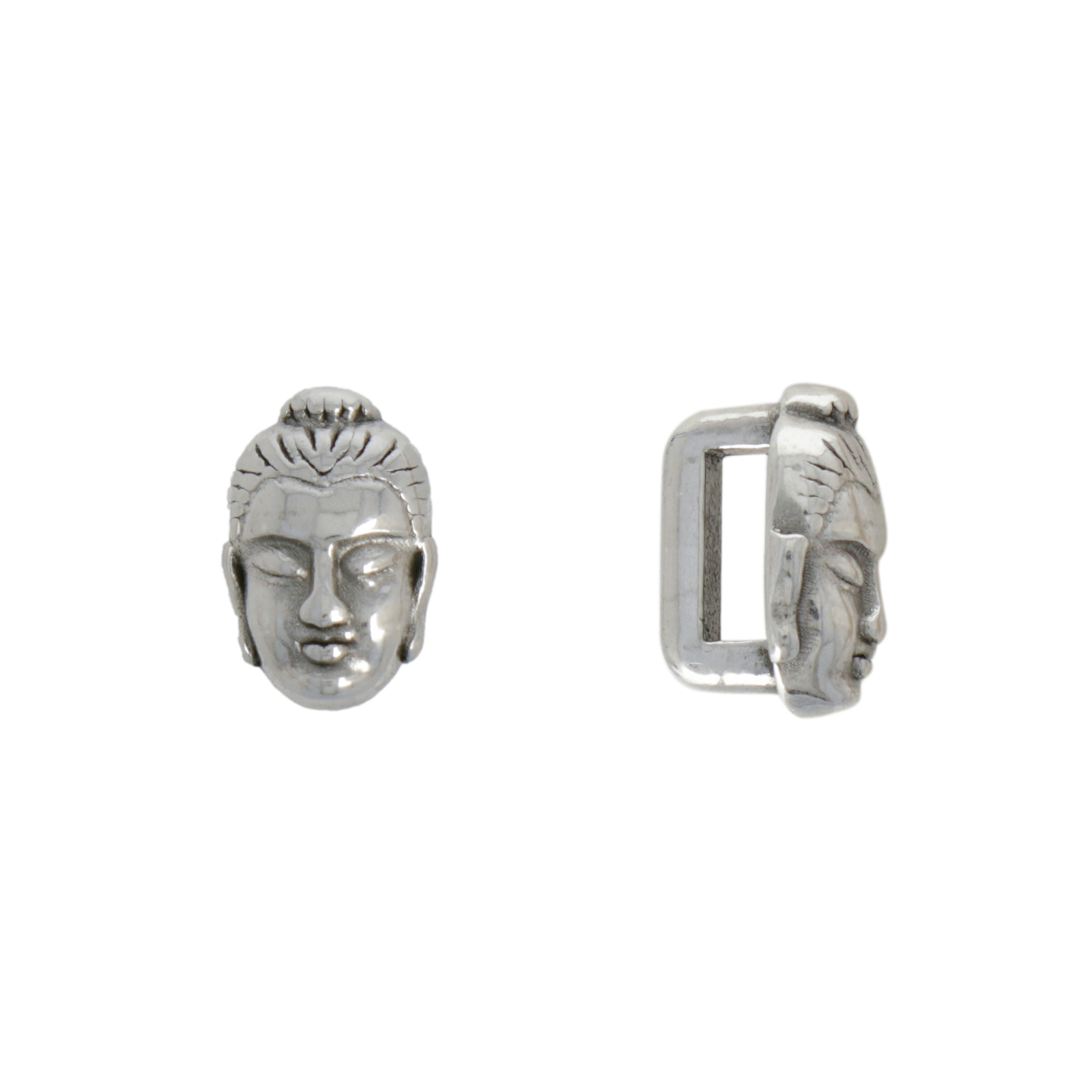 antique silver plated bead buddha 9x6mm | 4pc