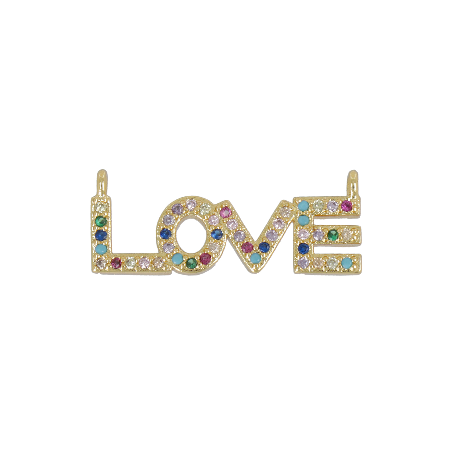 anhänger metal cz multicolor vergoldet love 15x10mm | 1st