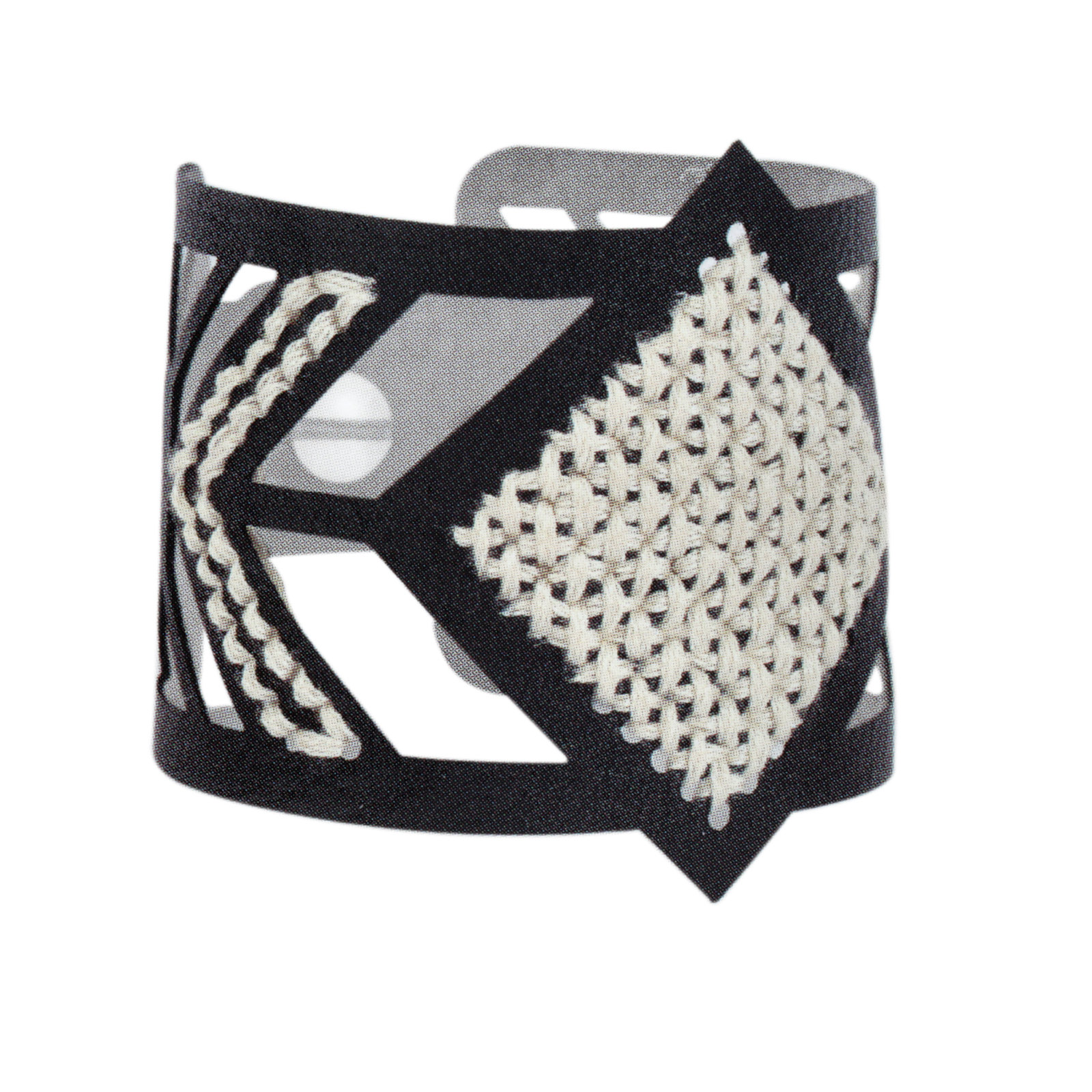 embroidery bracelet black/ecrù adjustable | 1pc