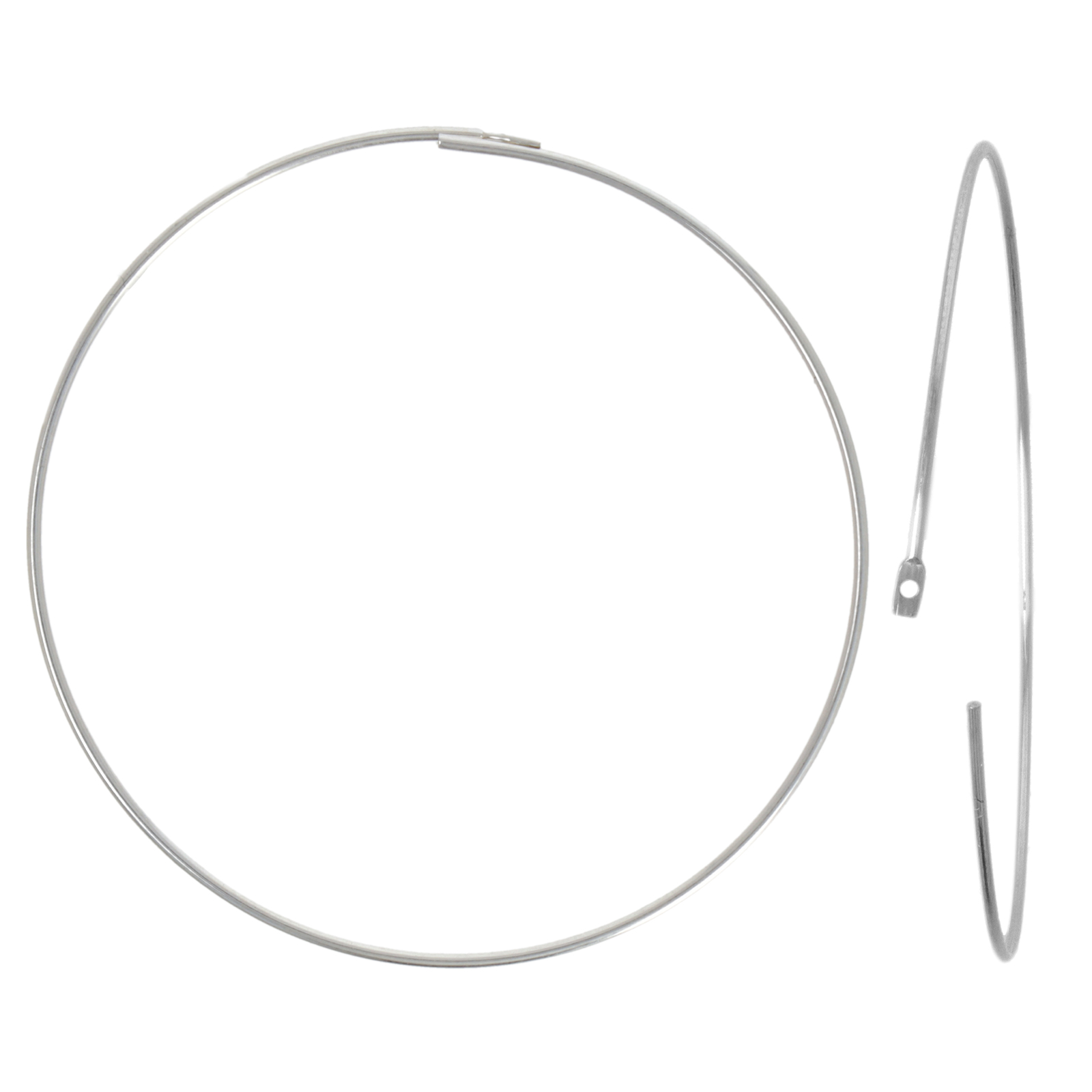 silver plated beading hoop earring 38mm | 4pc