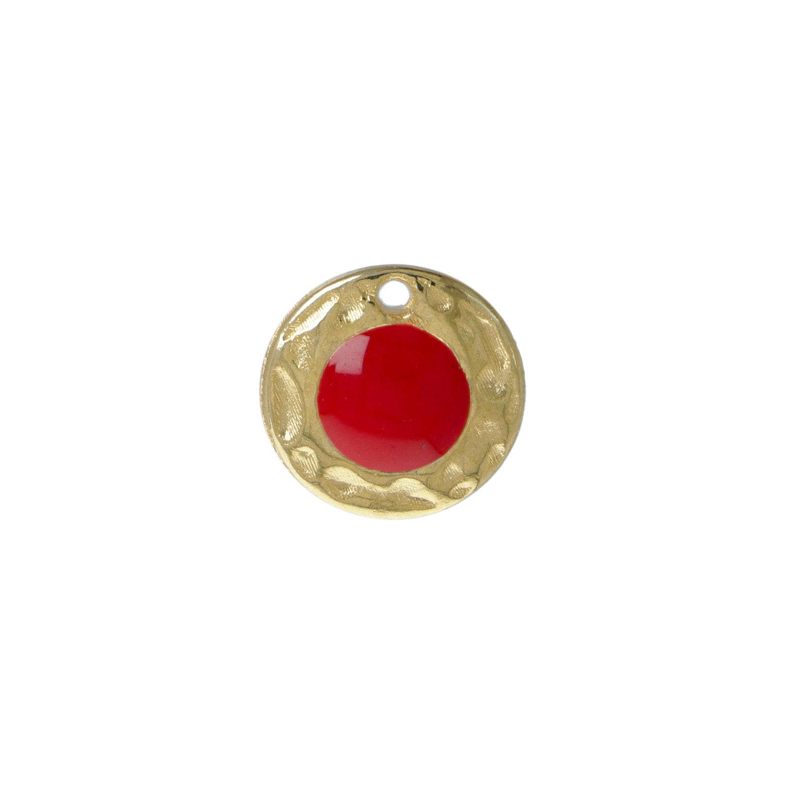 red enameled hammered coin charm 9mm | 2pc