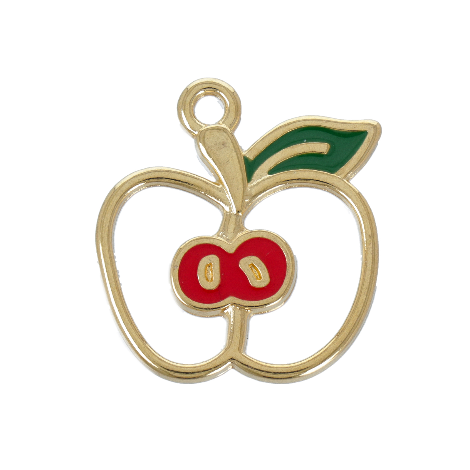 gold plated enameled apple charm 20mm | 1pc
