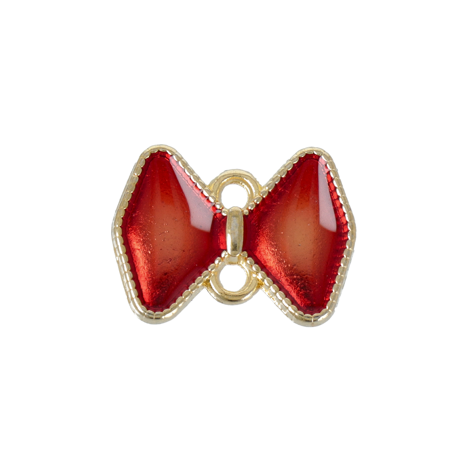 gold plated enameled red bow link 15x11mm | 1pc