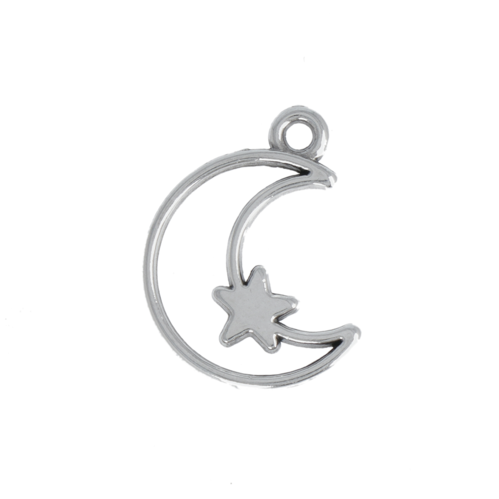antique silver plated moon charm 16mm | 2pc