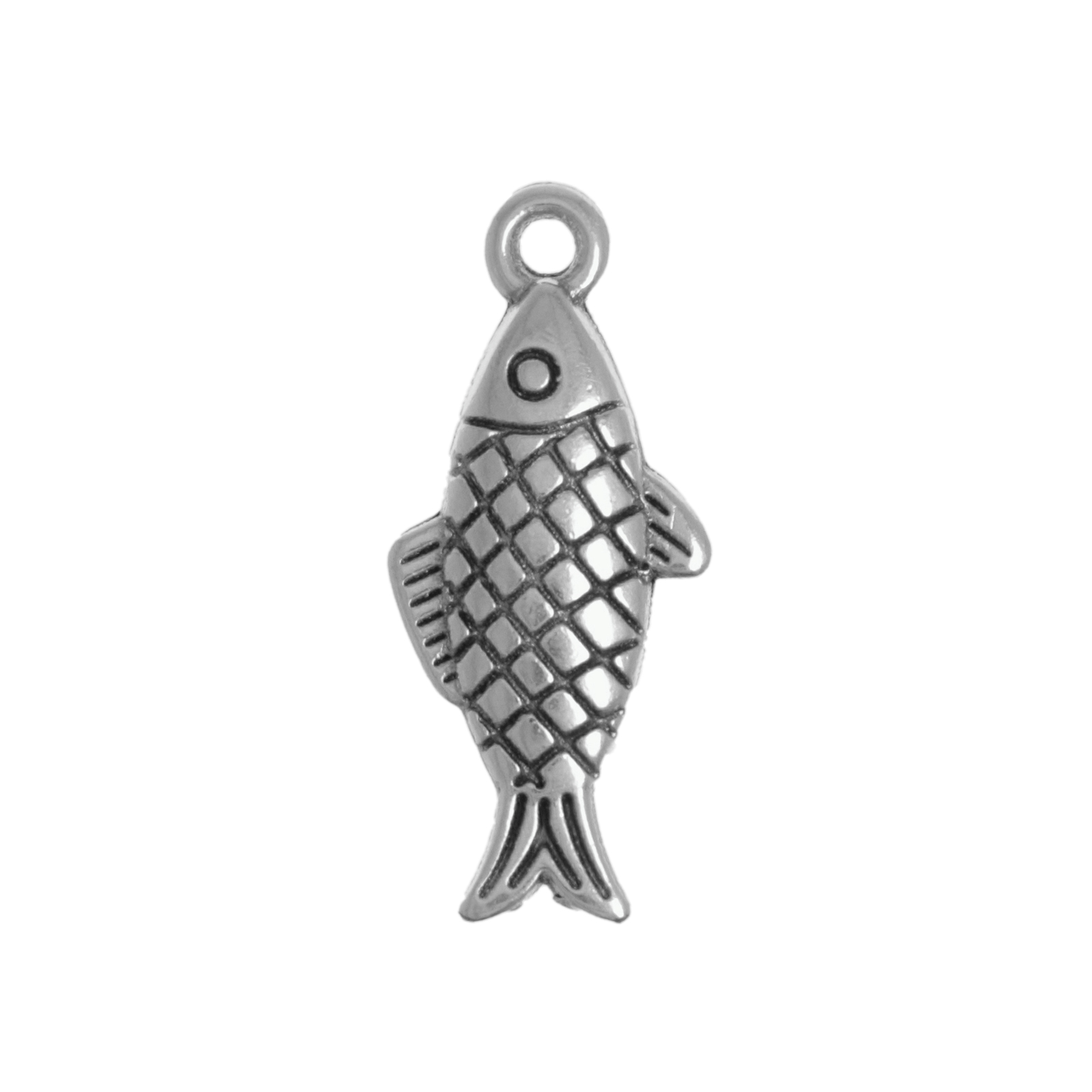antique silver plated fish charm 18mm | 2pc