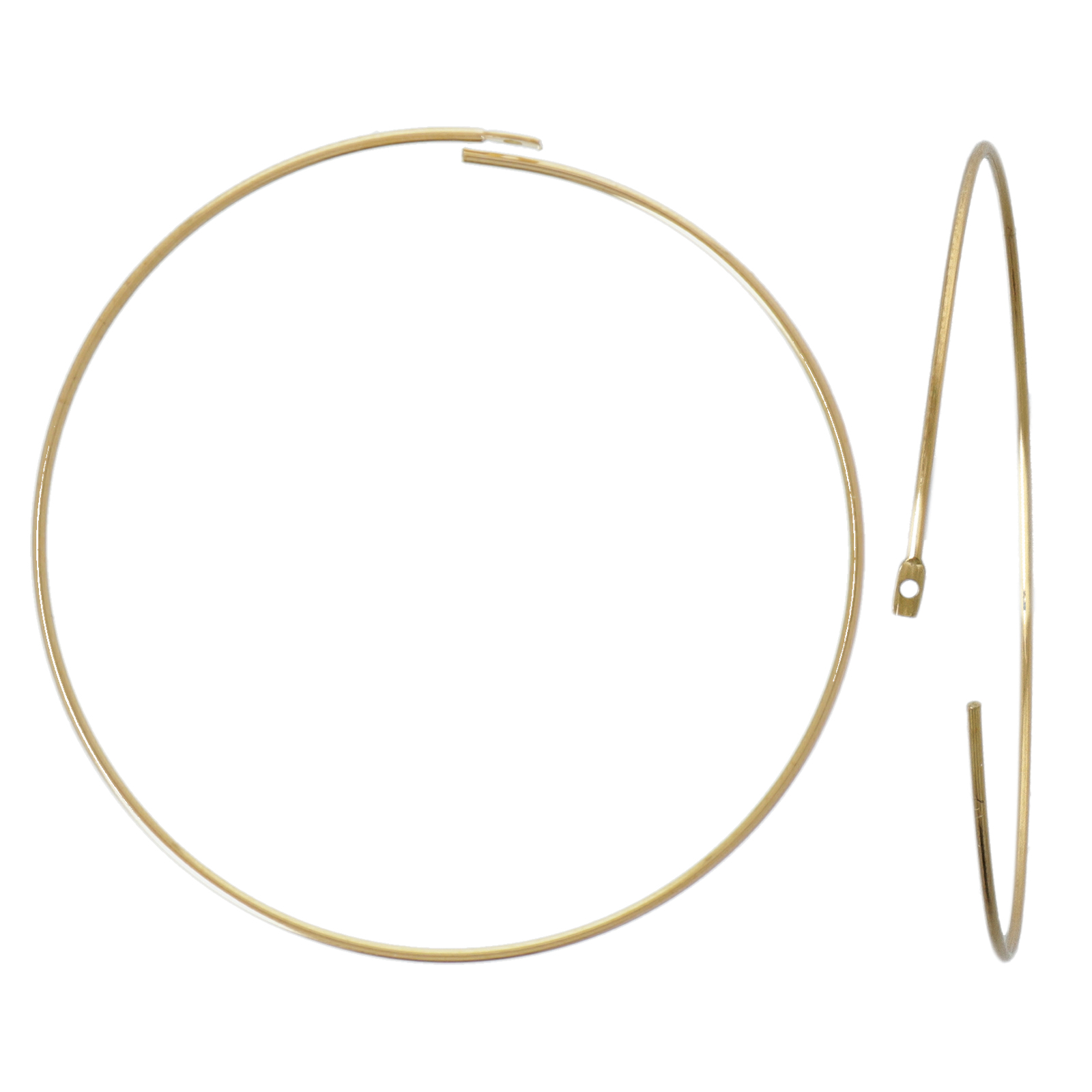 gold plated beading hoop earring 38mm | 4pc