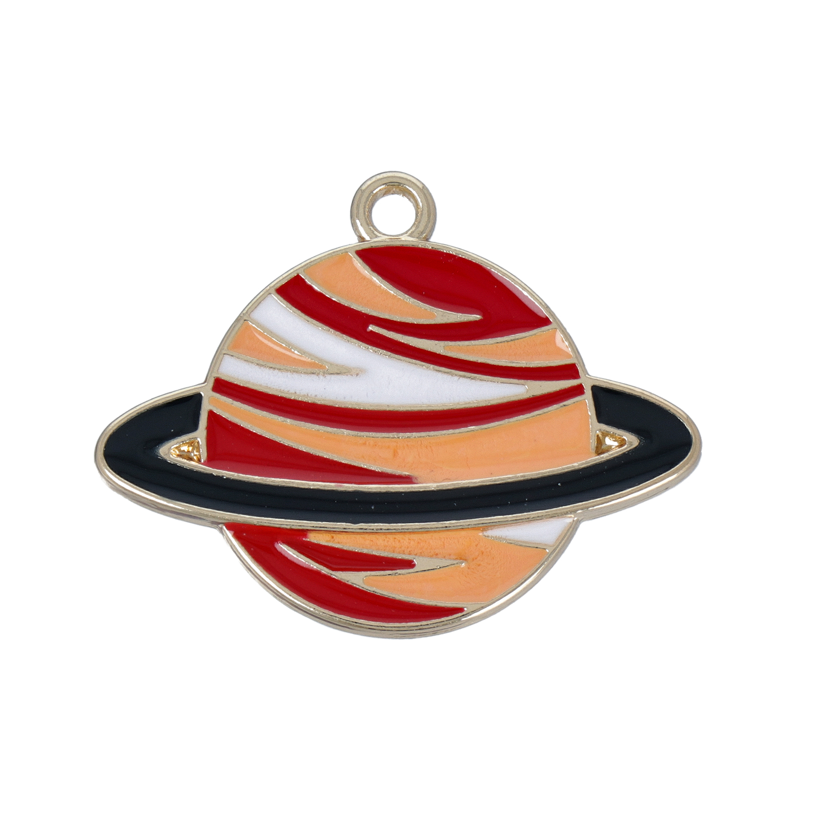 gold plated enameled planet charm 30x20mm | 1pc