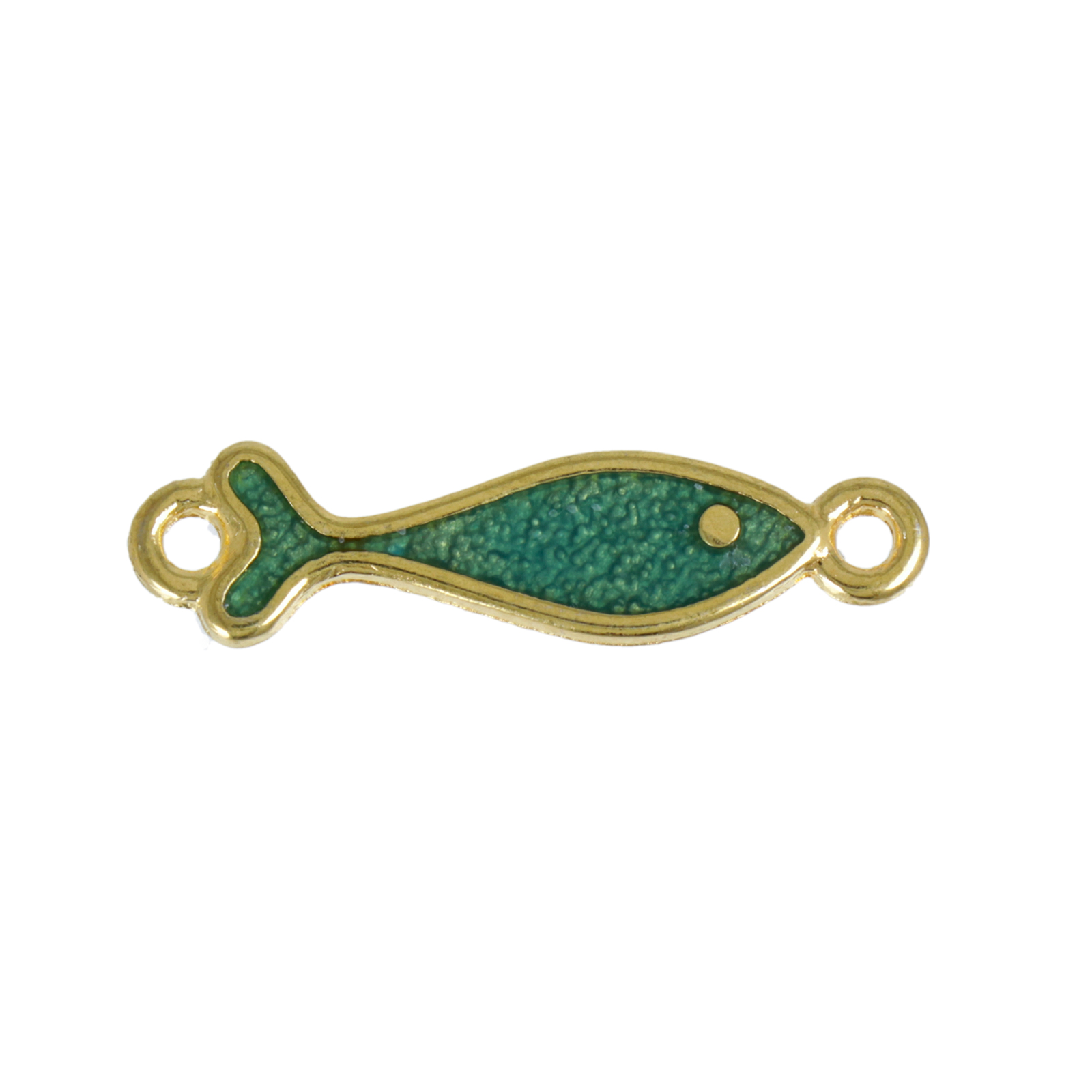 gold plated enameled turquoise fish link 23x7mm | 1pc