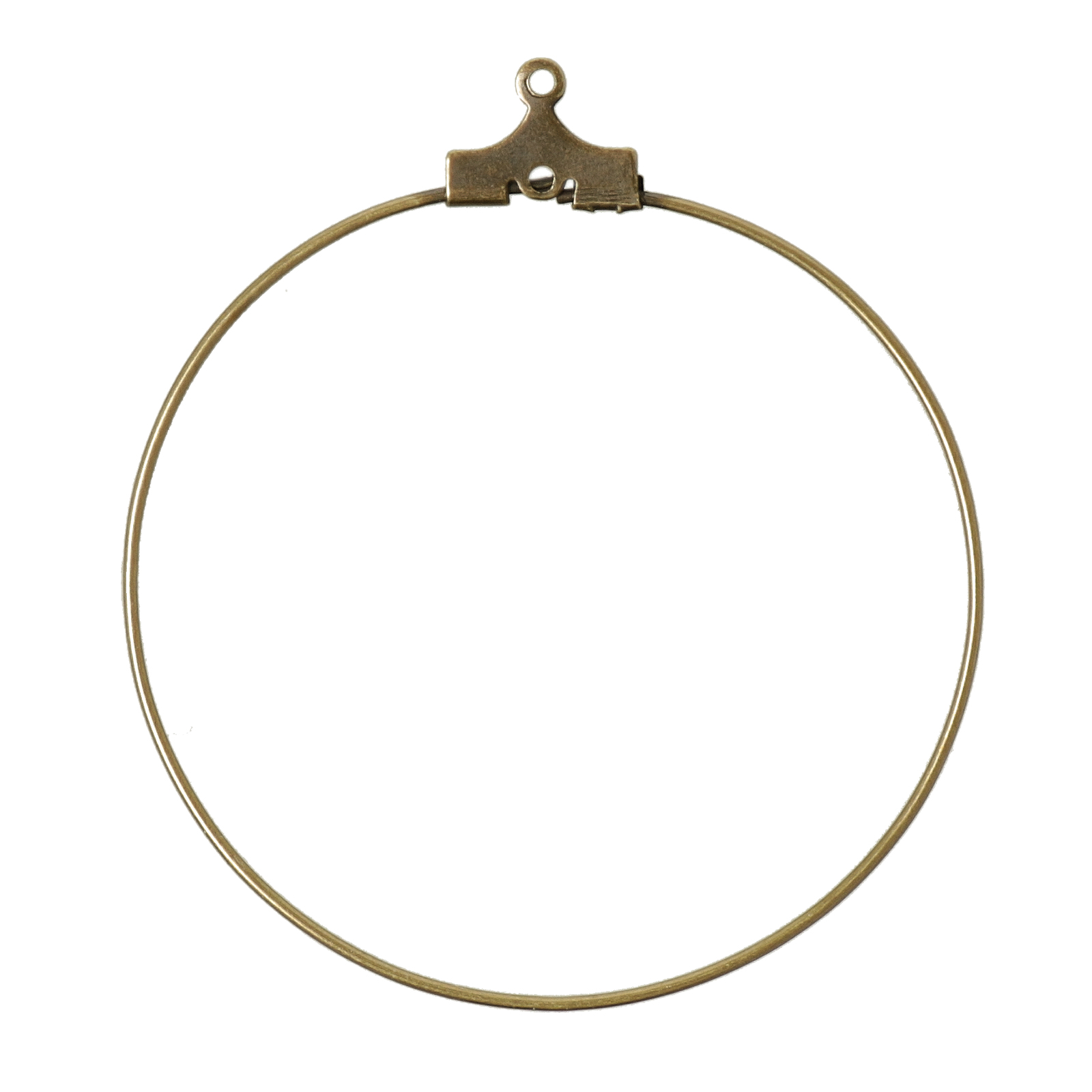 antique brass plated beading hoop earring 40mm | 8pc