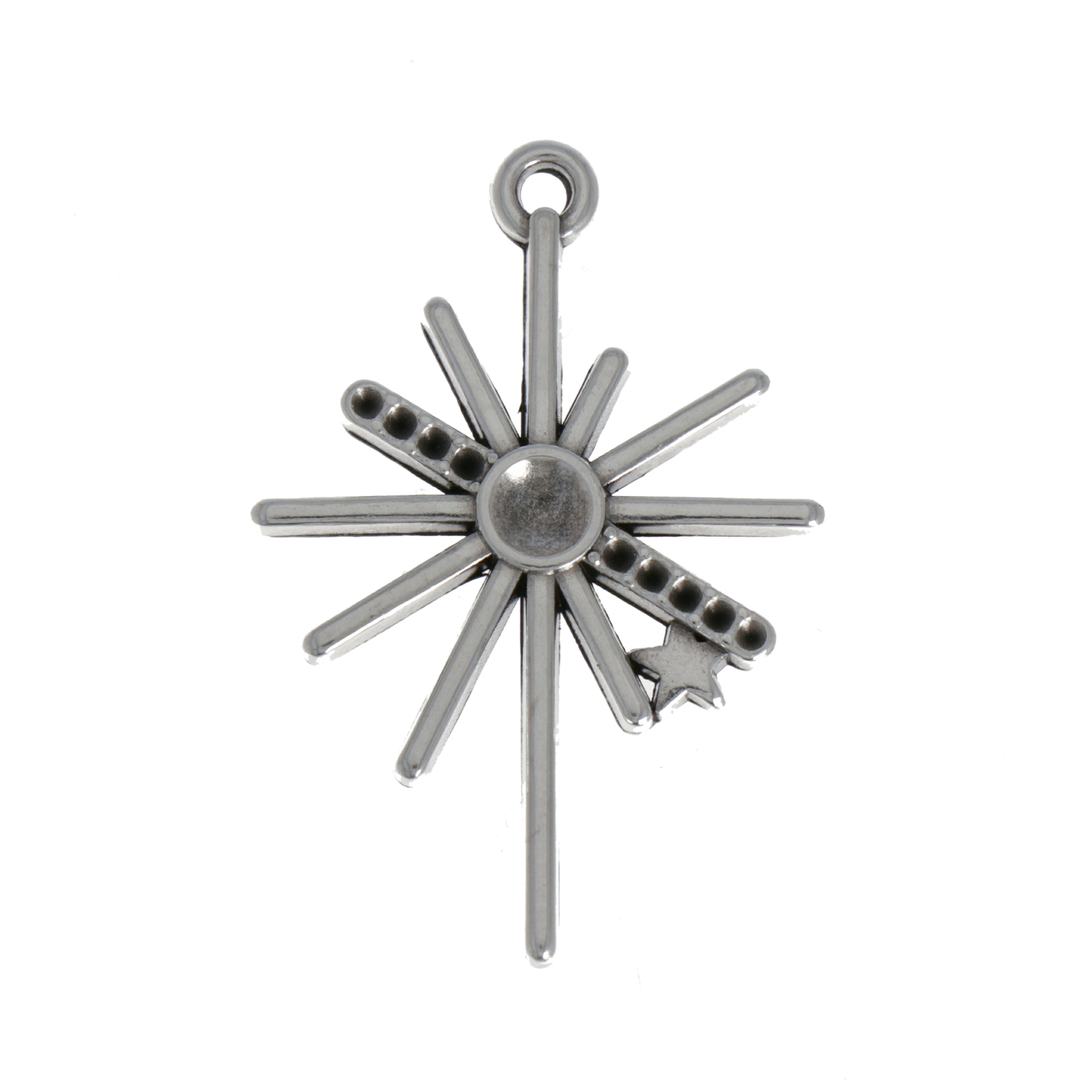 antique silver plated star pendant 33x23mm | 1pc