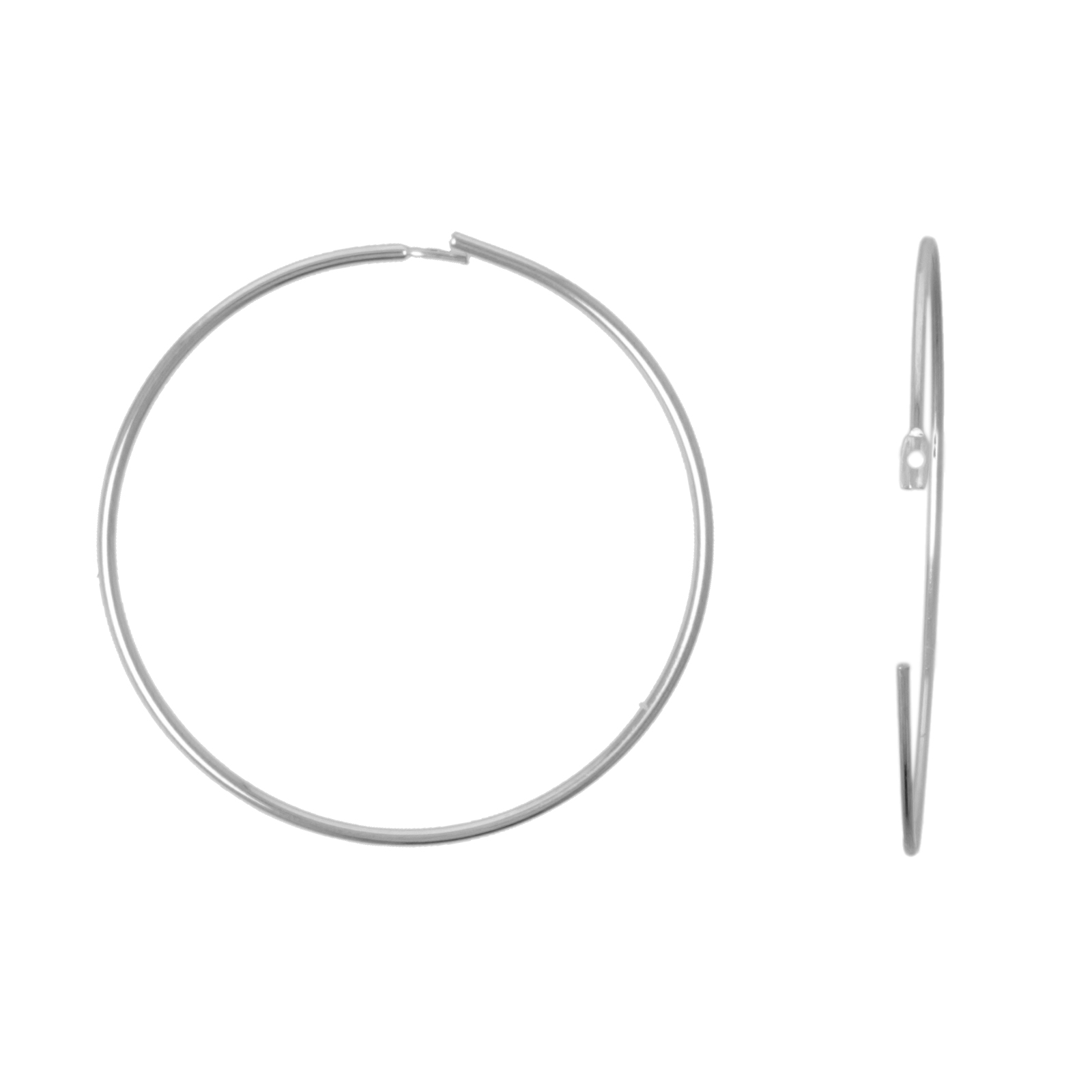 silver plated beading hoop earring 26mm | 4pc
