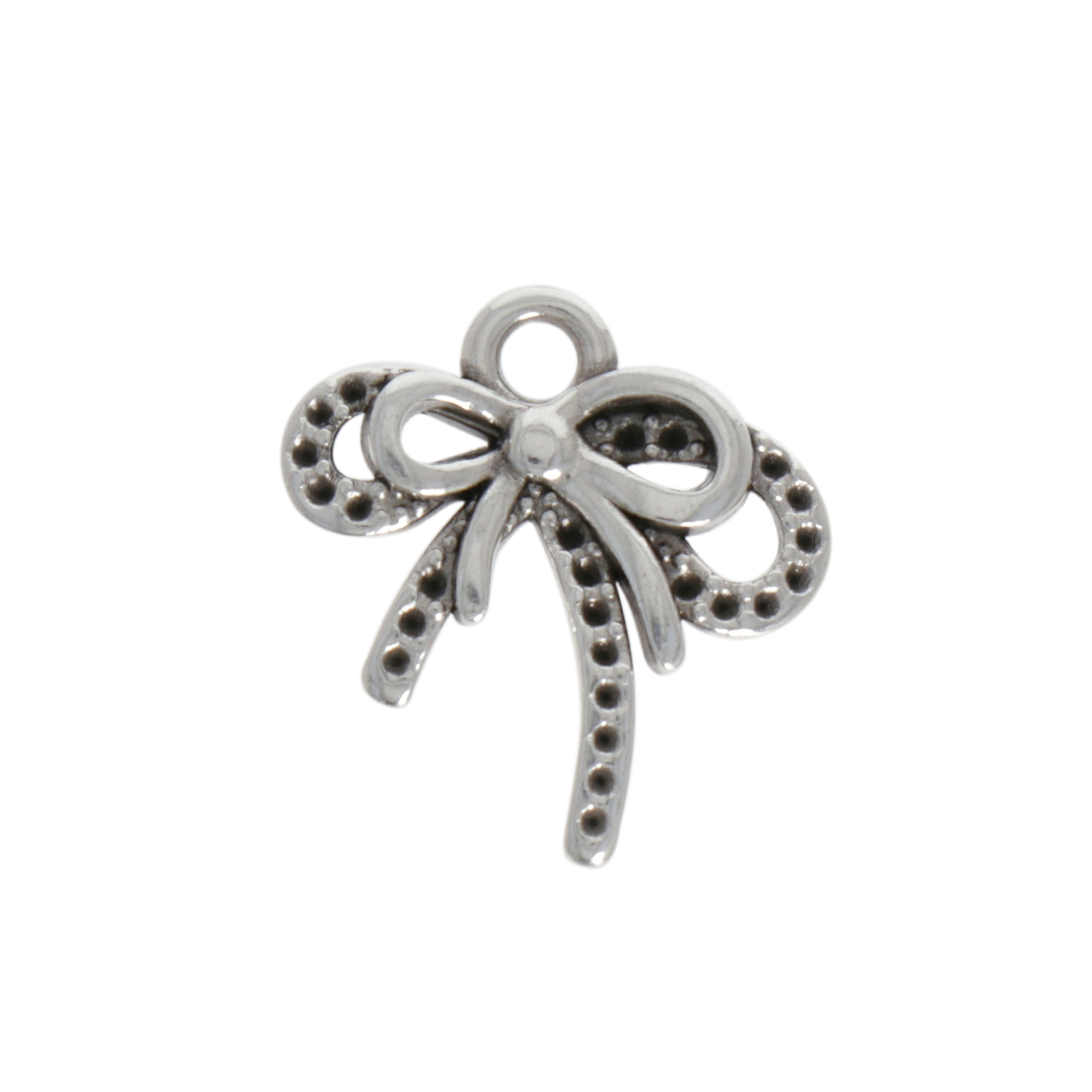 antique silver plated bow charm 15mm | 2pc