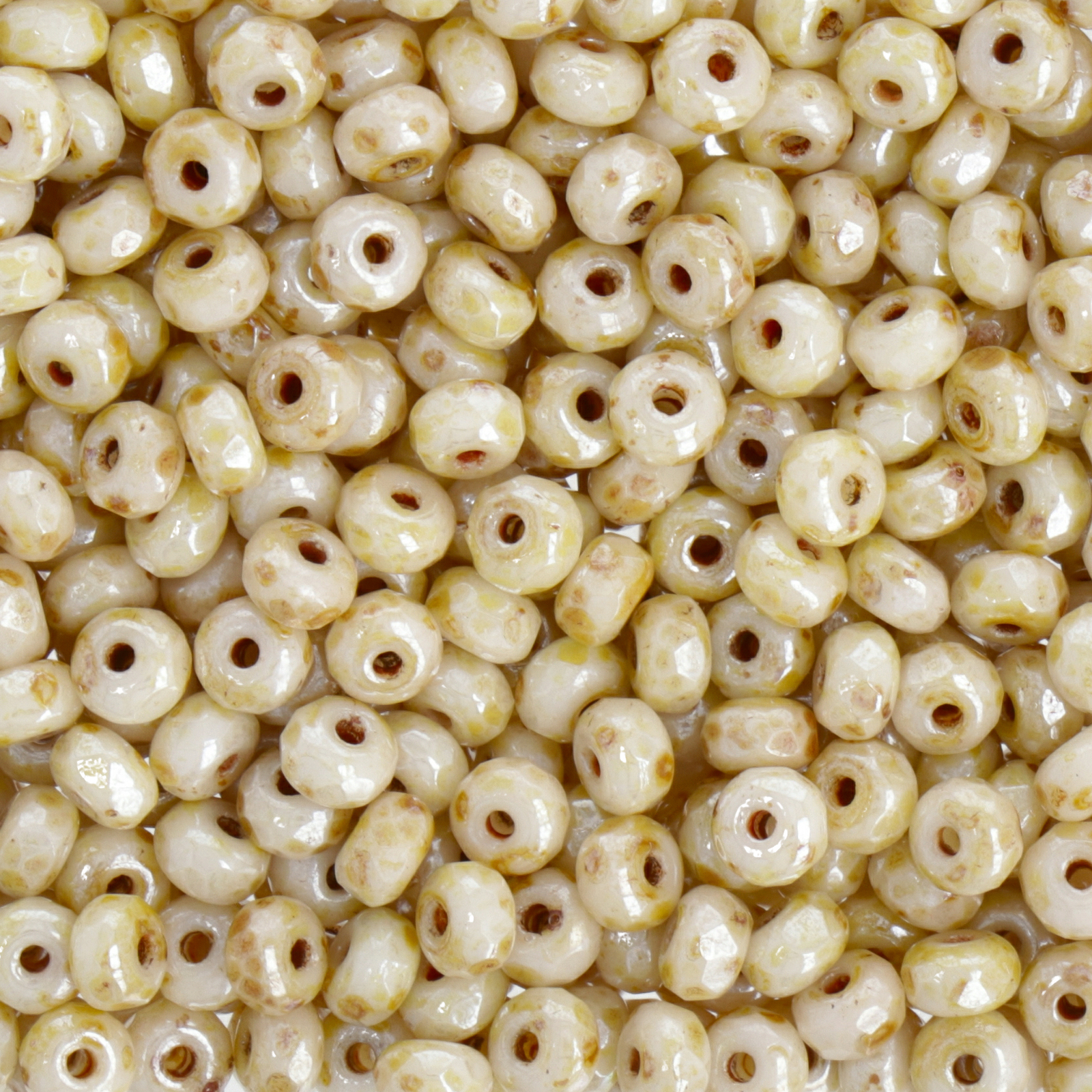 czech fire-polished micro spacer white lazurite 3x2mm | 50pc
