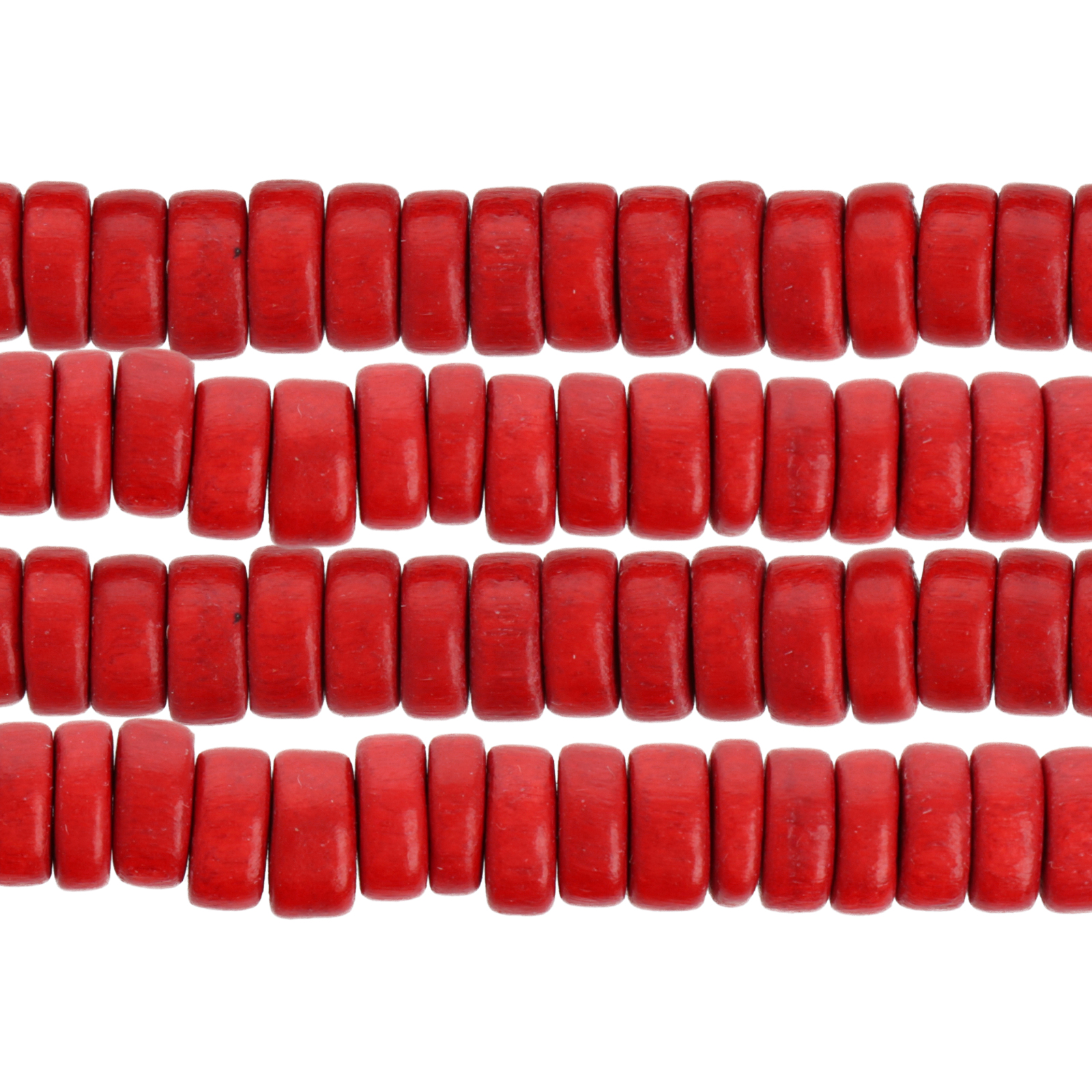 dyed wood beads - red heishi 8x4mm | 16-inch strand