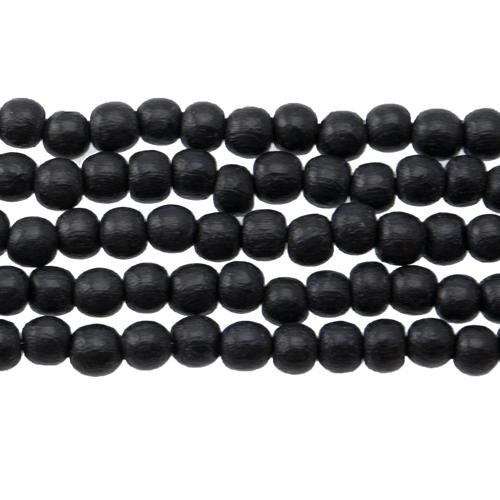 dyed wood beads - black round approx. 4-5mm | 16-inch strand