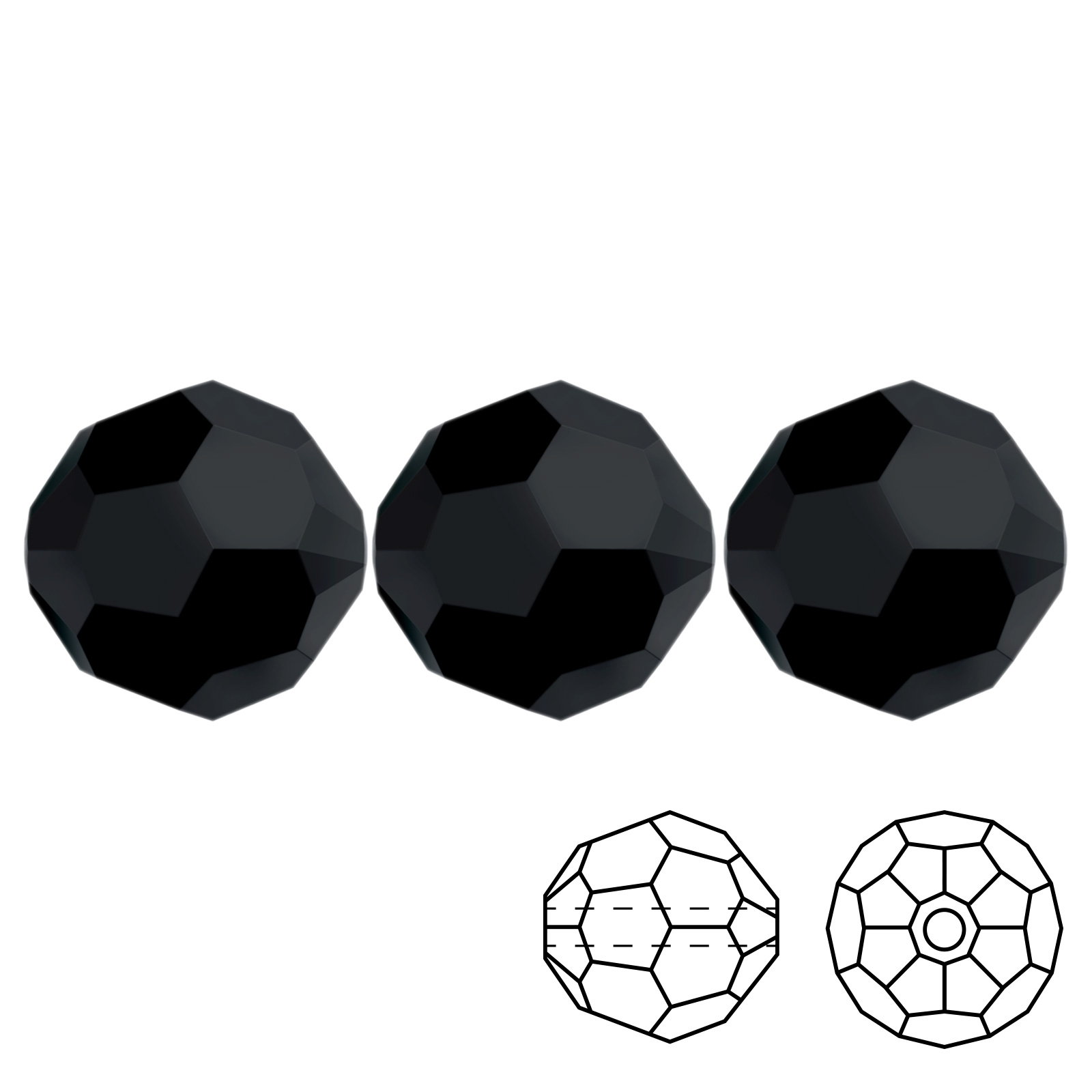 faceted round (5000) jet 4mm | 12pc