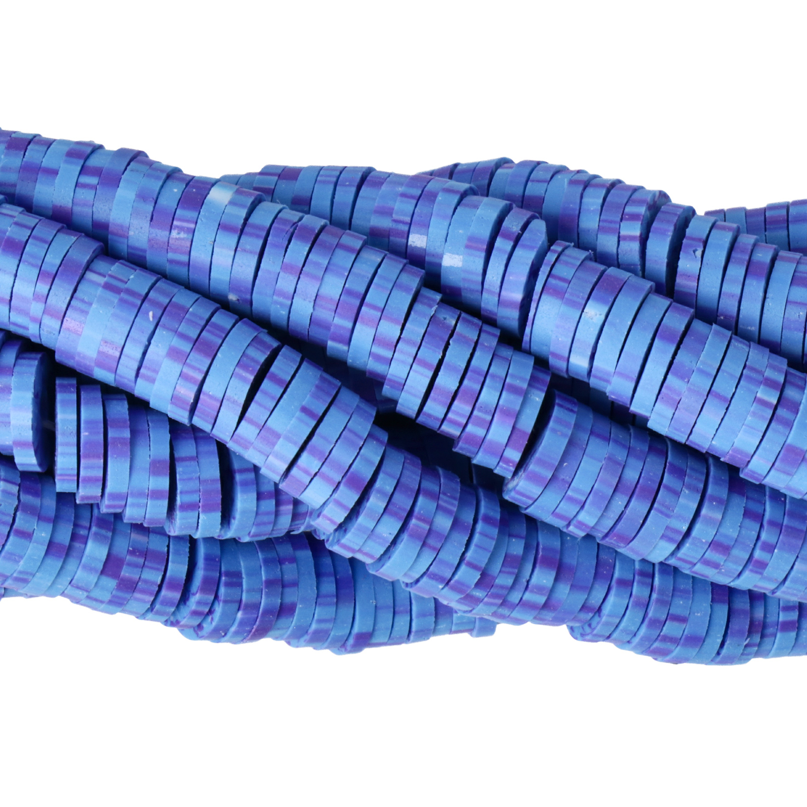 polymer clay heishi beads tweed blue 6x1mm | 16-inch strand