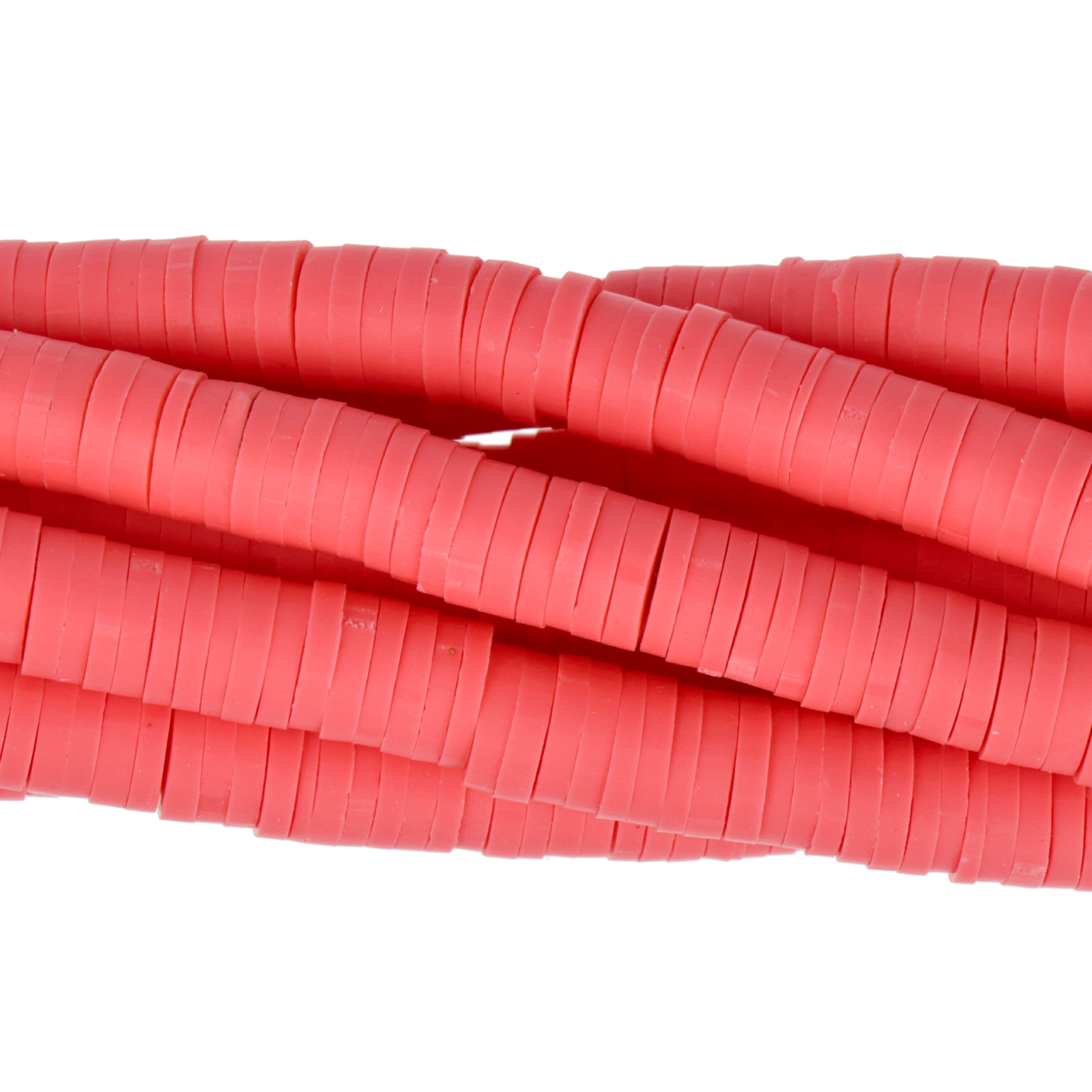 polymer clay heishi beads raspberry 6x1mm | 16-inch strand
