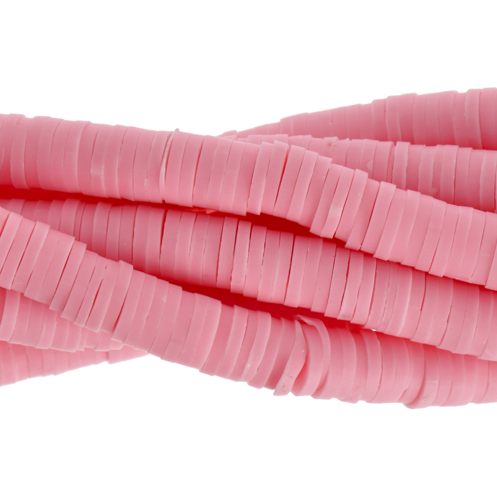 polymer clay heishi beads pink 6x1mm | 16-inch strand