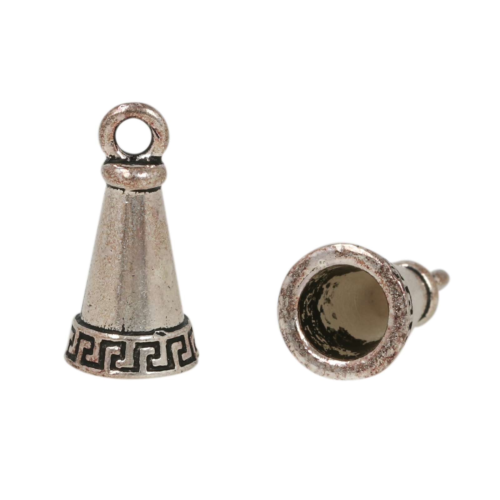antique silver plated meandering cord end 18x10mm (width 6mm) | 1pc