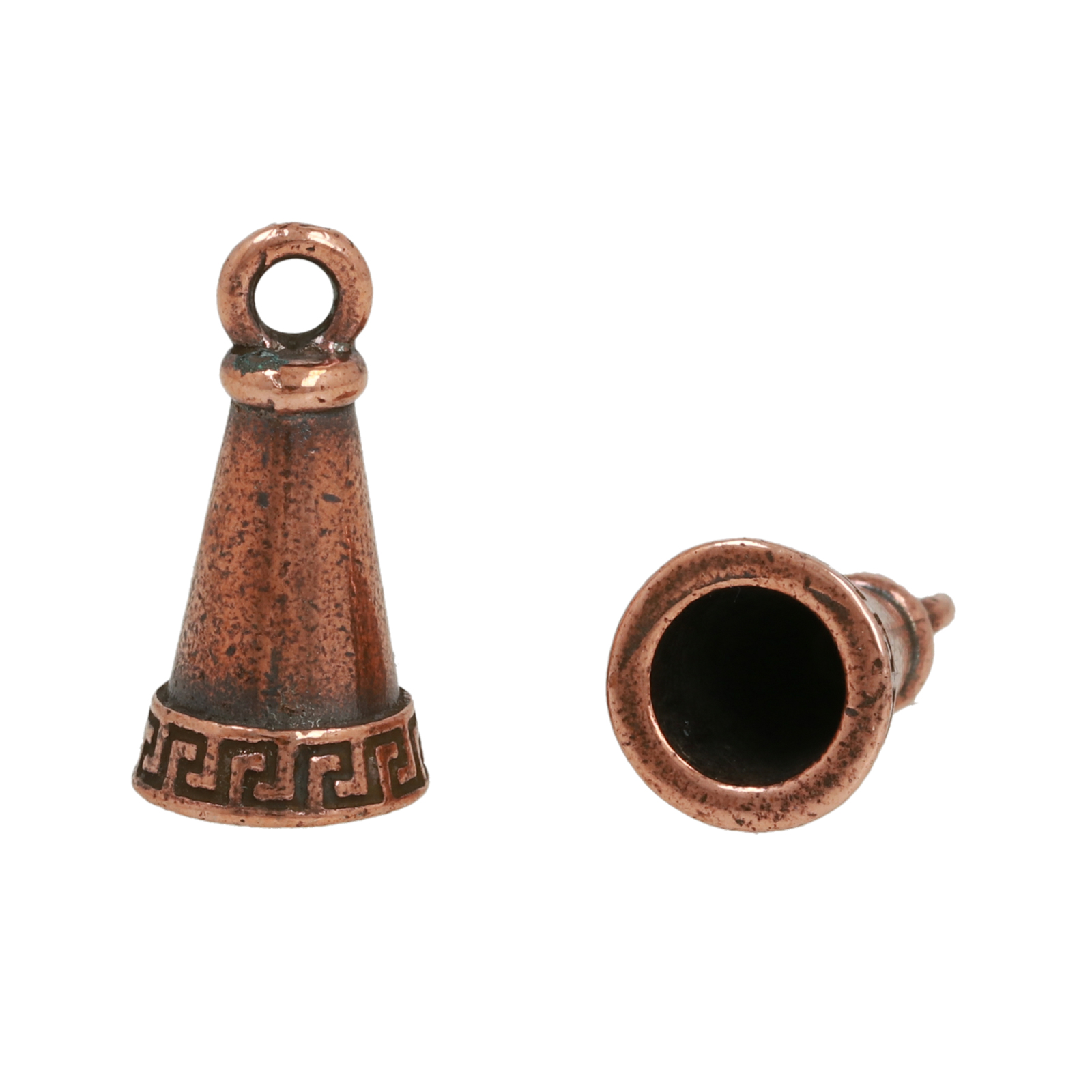 antique copper plated meandering cord end 18x10mm (width 6mm) | 1pc