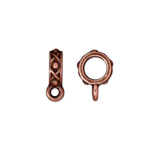 antique copper plated legend round bail 8x4mm | 1pc