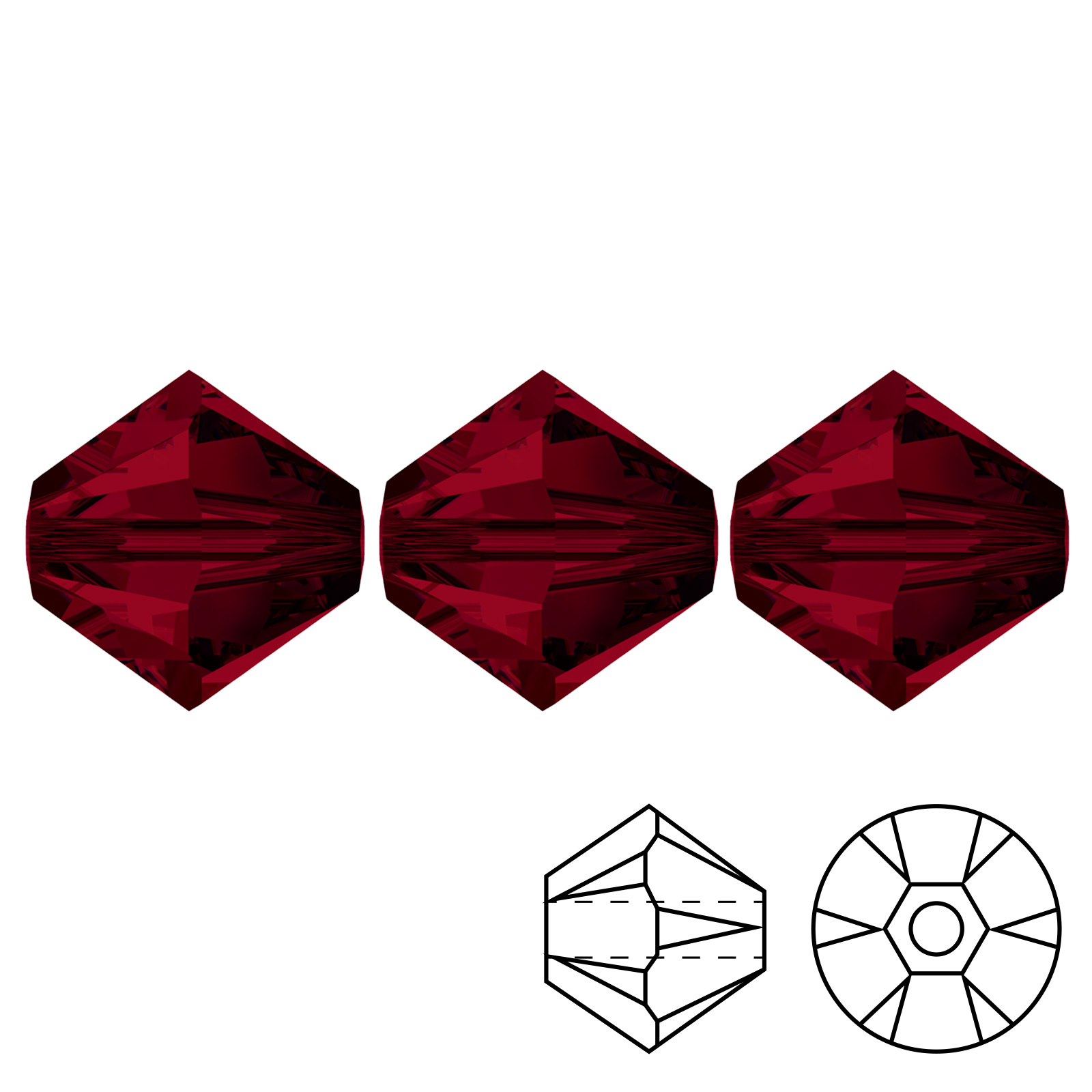 bicone (5328) siam 3mm | 48pc