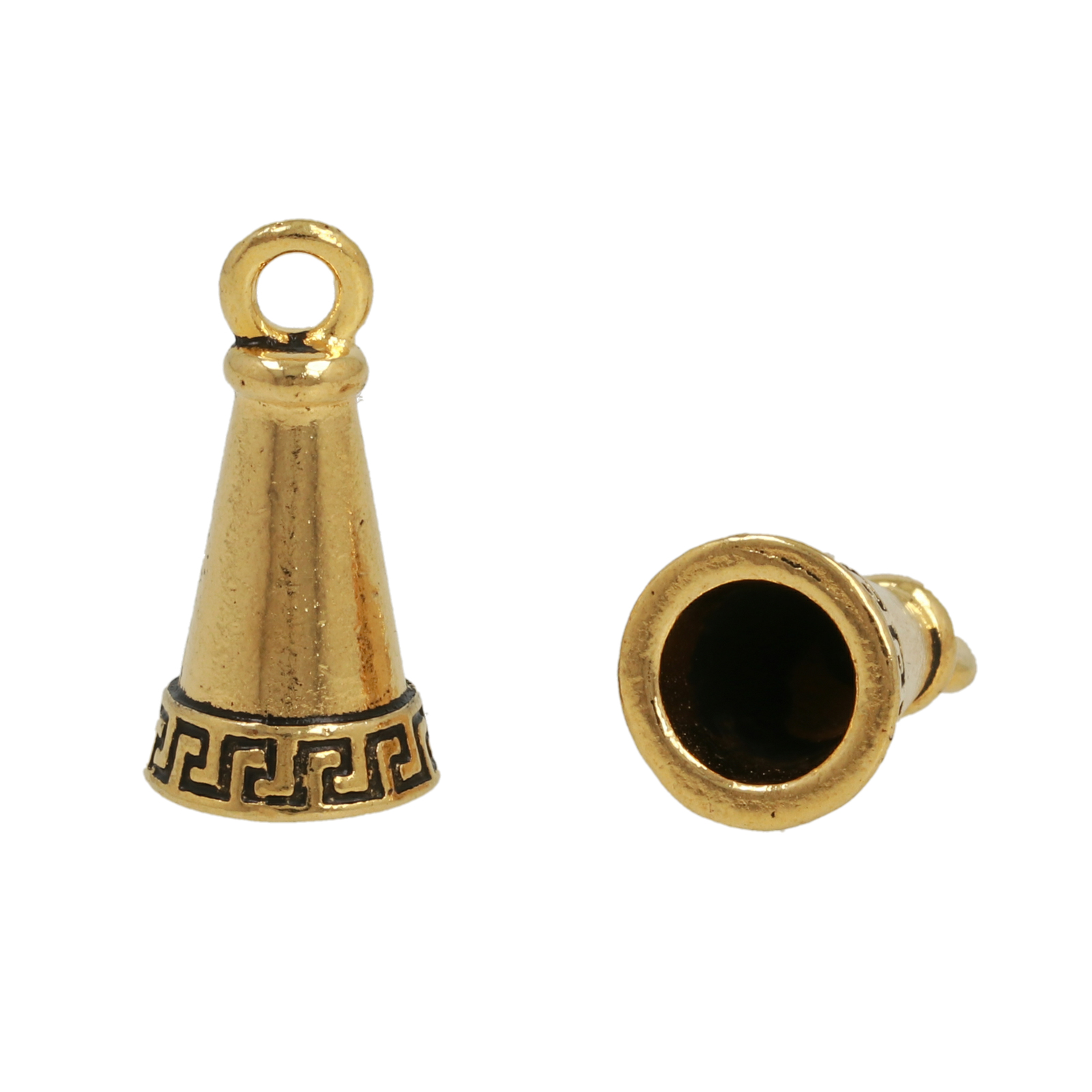 antique gold plated meandering cord end 18x10mm (width 6mm) | 1pc