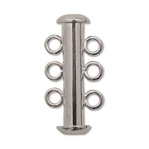 silver plated 3 strand tube clasp 21mm | 1pc