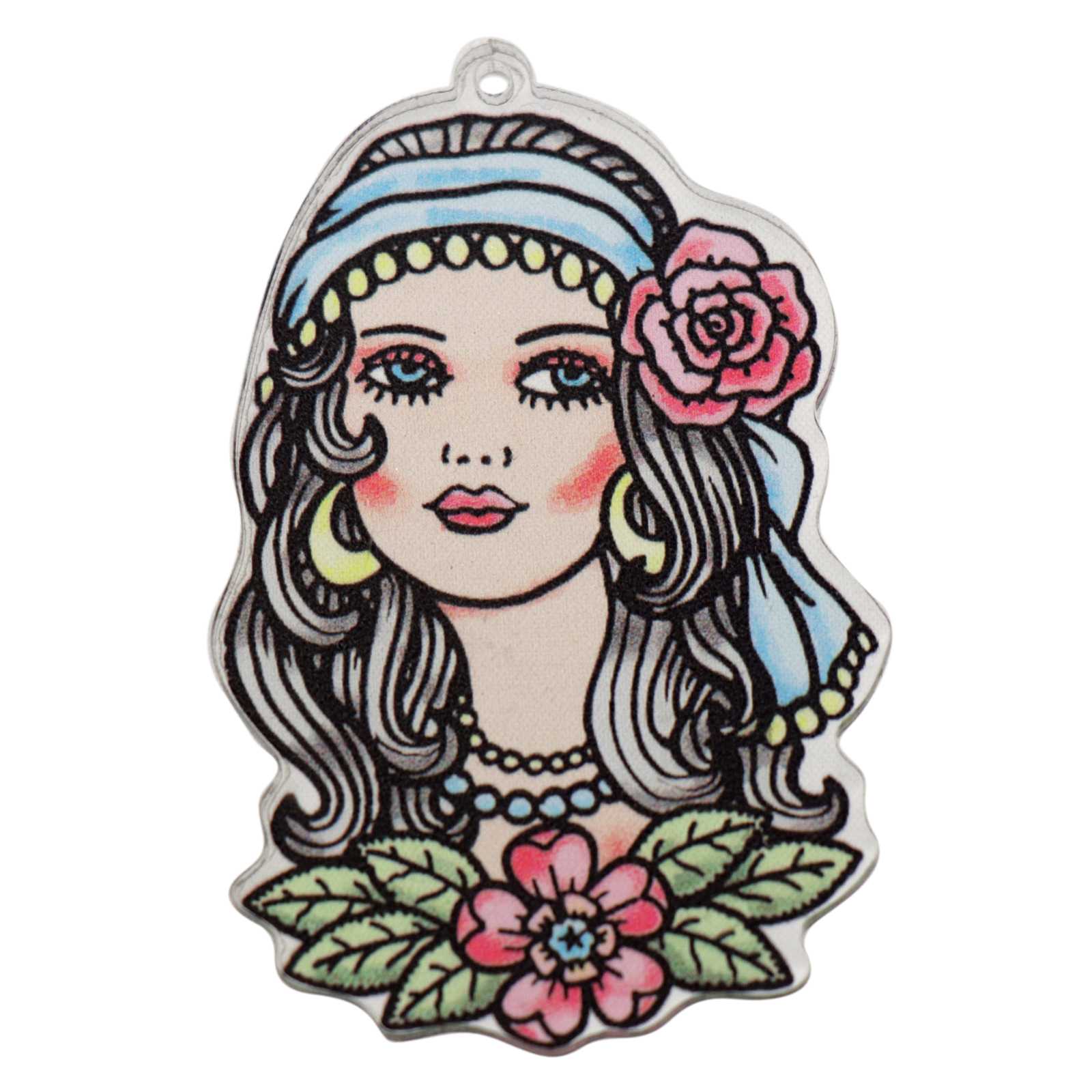 old school frau aus plexiglas transparent multicolor 58x41mm | 1st