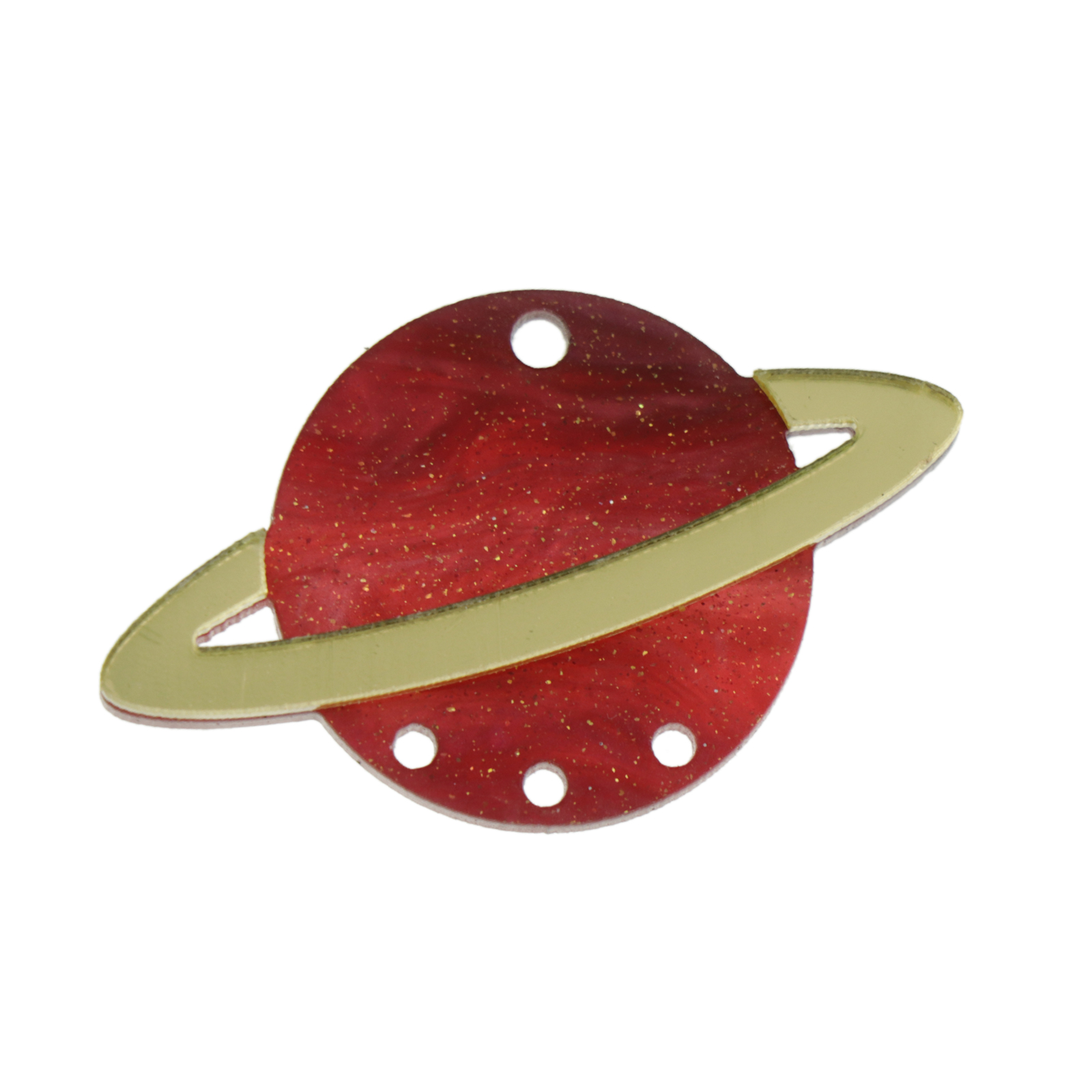 plexiglass red glitter saturn 44x27mm | 1pc