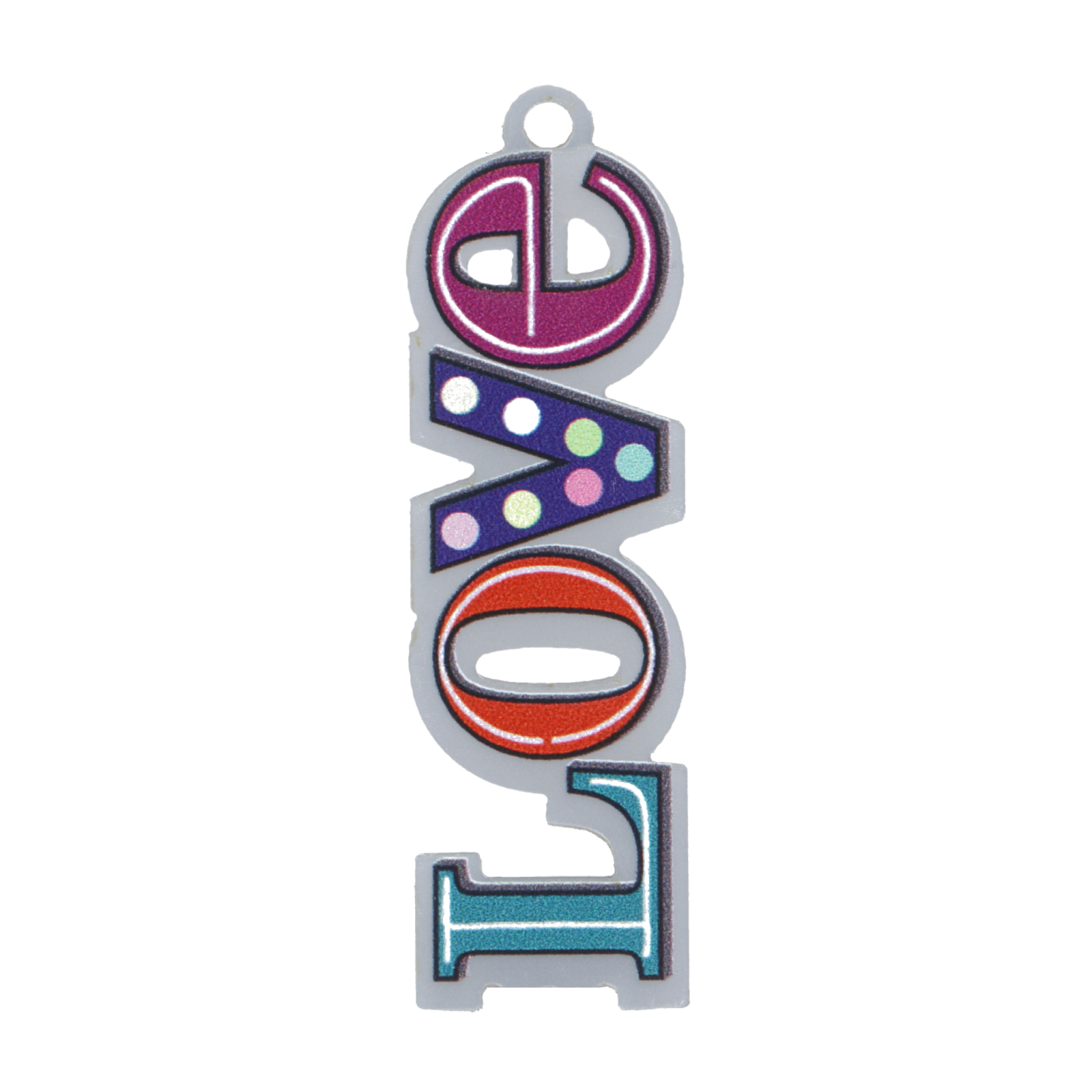 plexiglass silver multicolor love pendant 53x16mm | 1pc