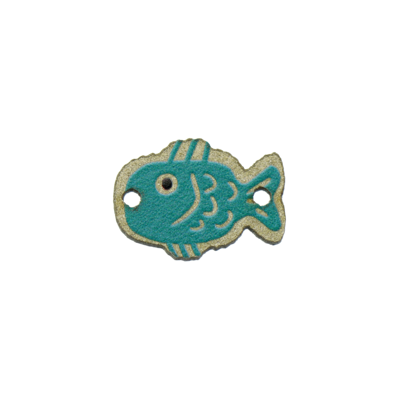 wooden link - turquoise fish 17x12mm | 2pc