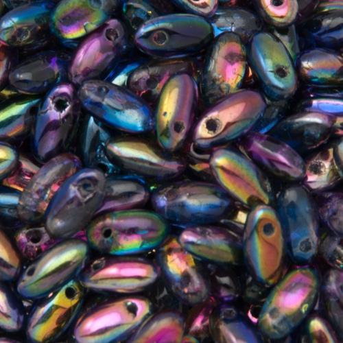 czech glass rizo beads - magic blue 6x2,5mm | 10gr