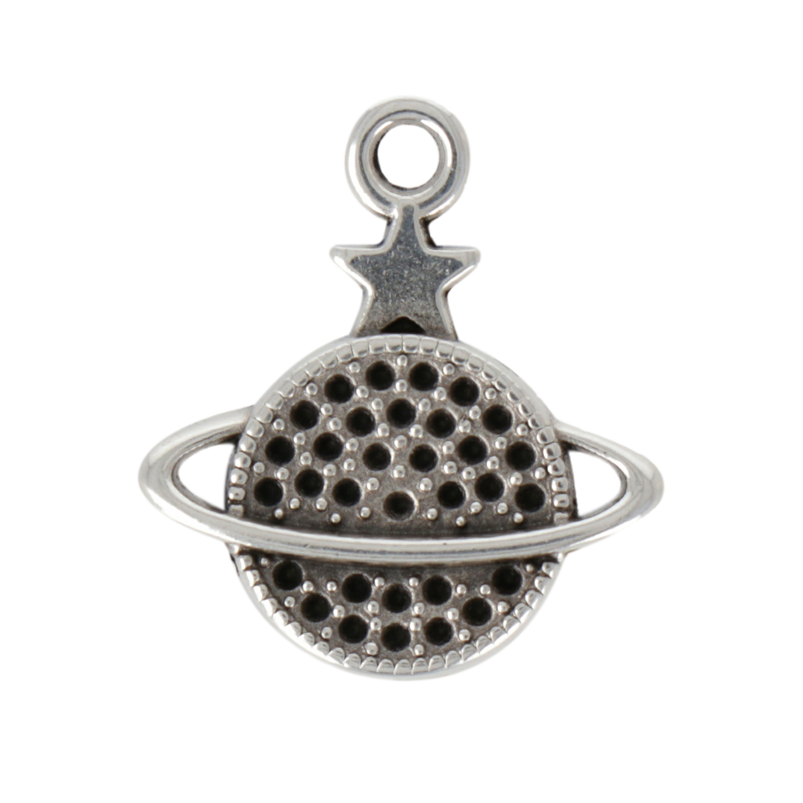antique silver plated saturn 15mm | 2pc