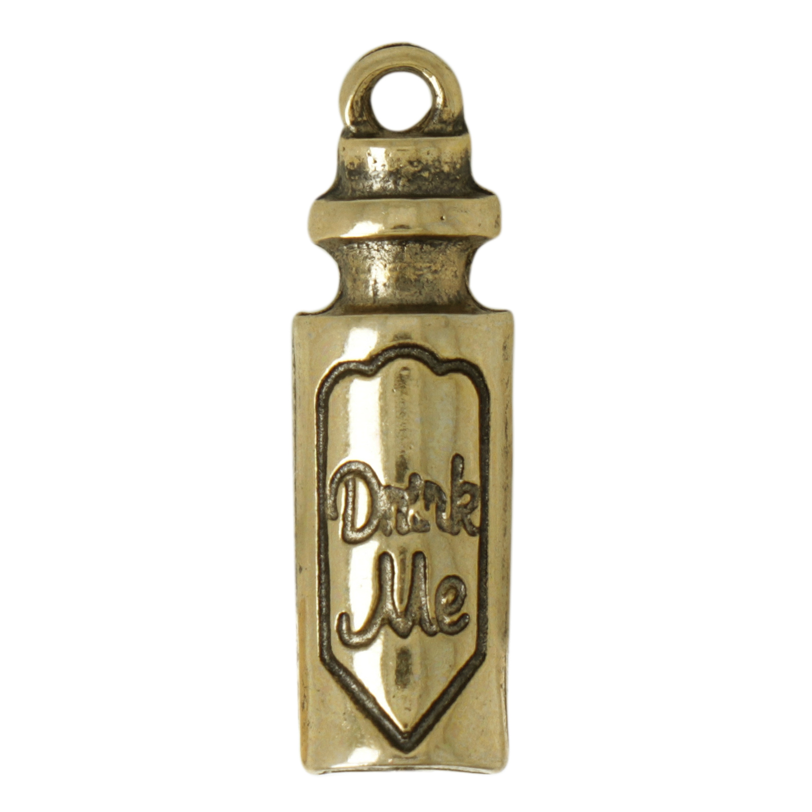 antique gold plated "drink me" charm 22x6mm | 4pc