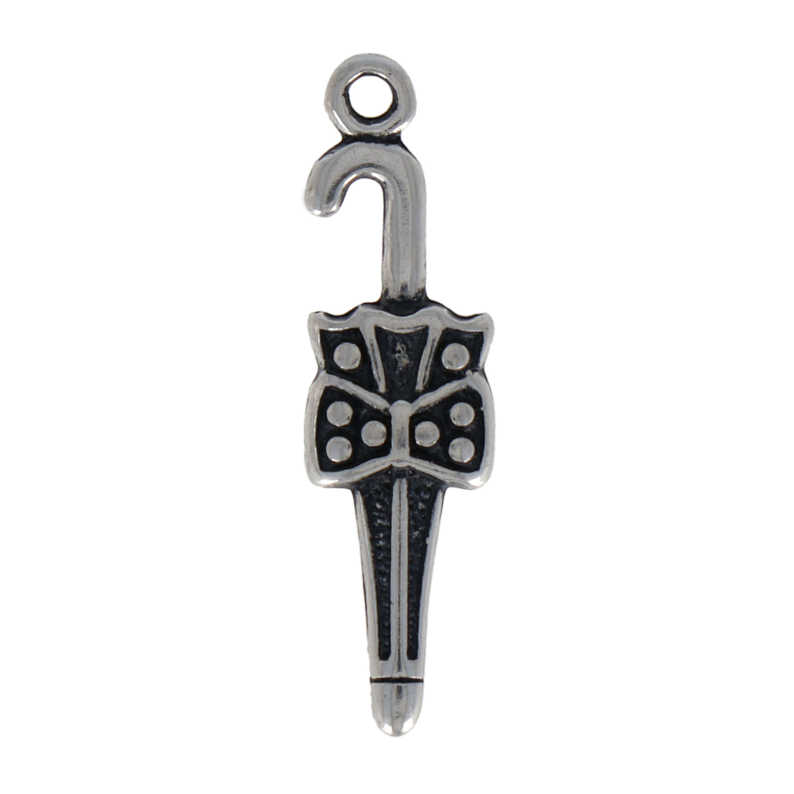 antique silver plated umbrella charm 27x8mm | 4pc