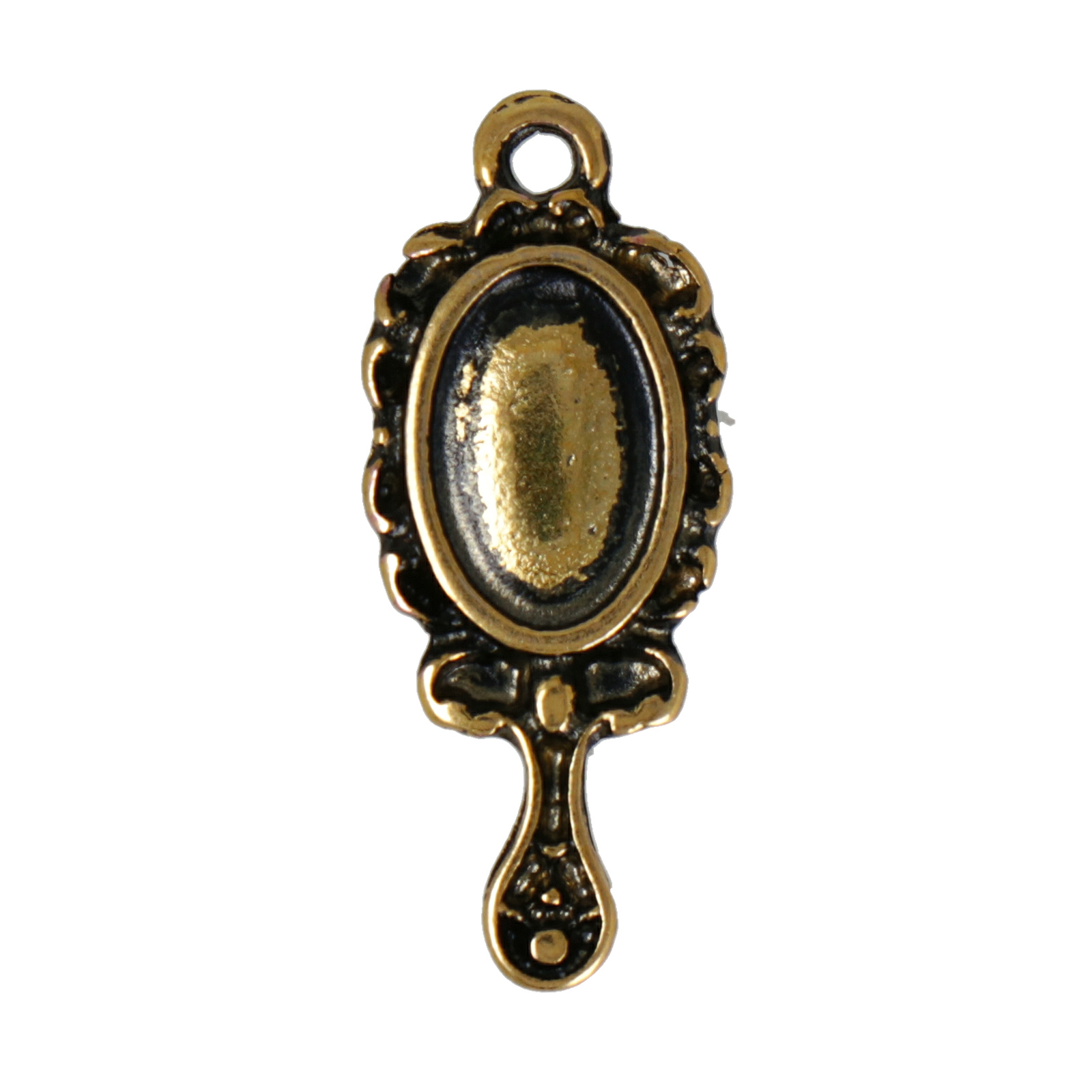 antique gold plated mirrow charm 24x10mm | 4pc