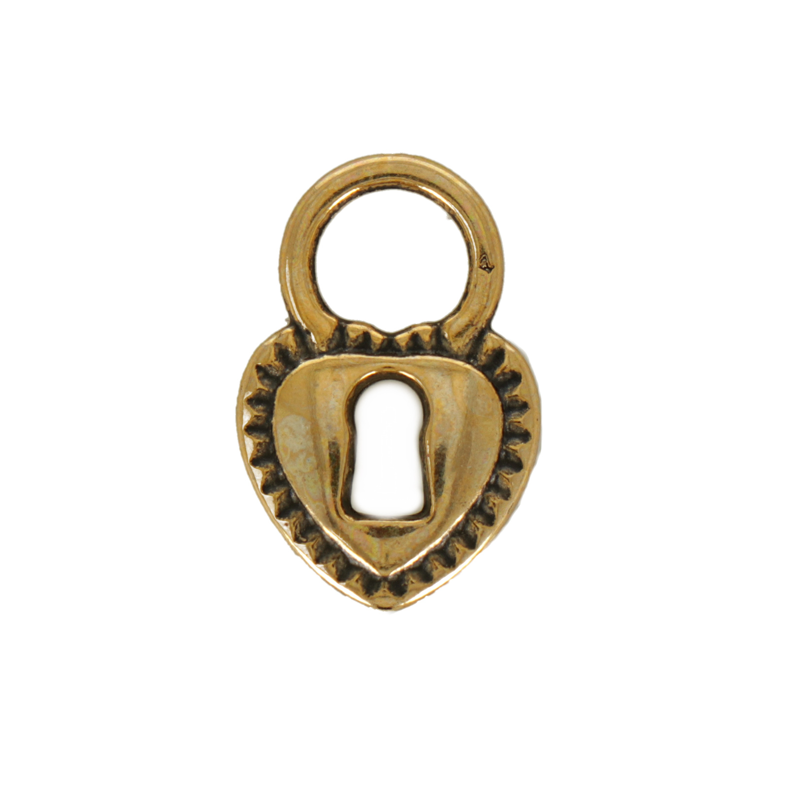 antique gold plated heart lock charm 15x10mm | 4pc