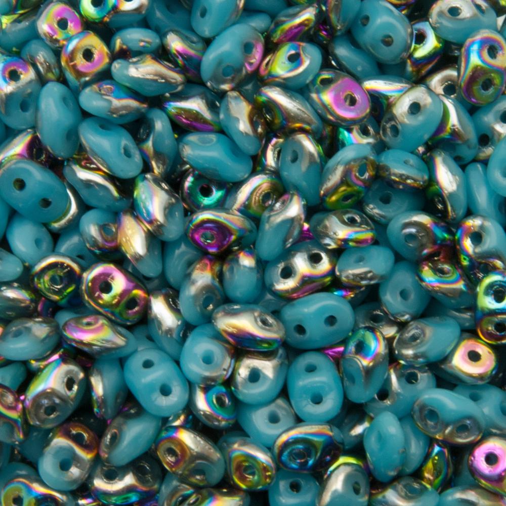 superduo seed beads 5x2,5mm - blue turquoise vitrail | 10gr